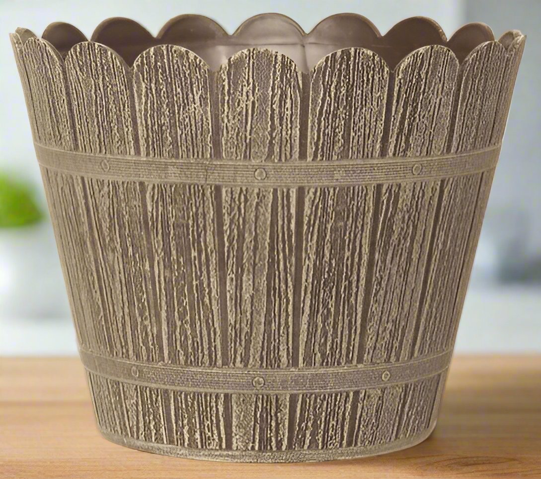 Cask Planter Picket Round 20cm - Driftwood