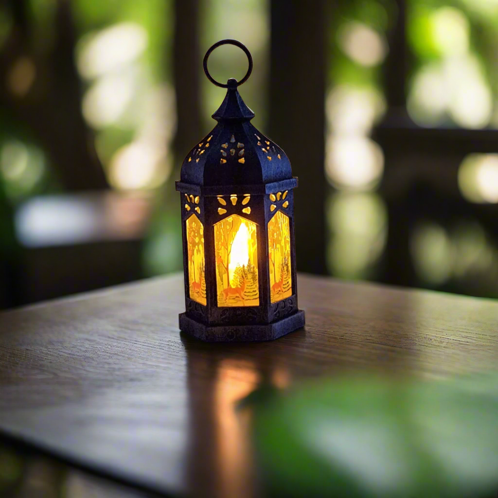 Vintage-Inspired LED Lantern with Winter Scene