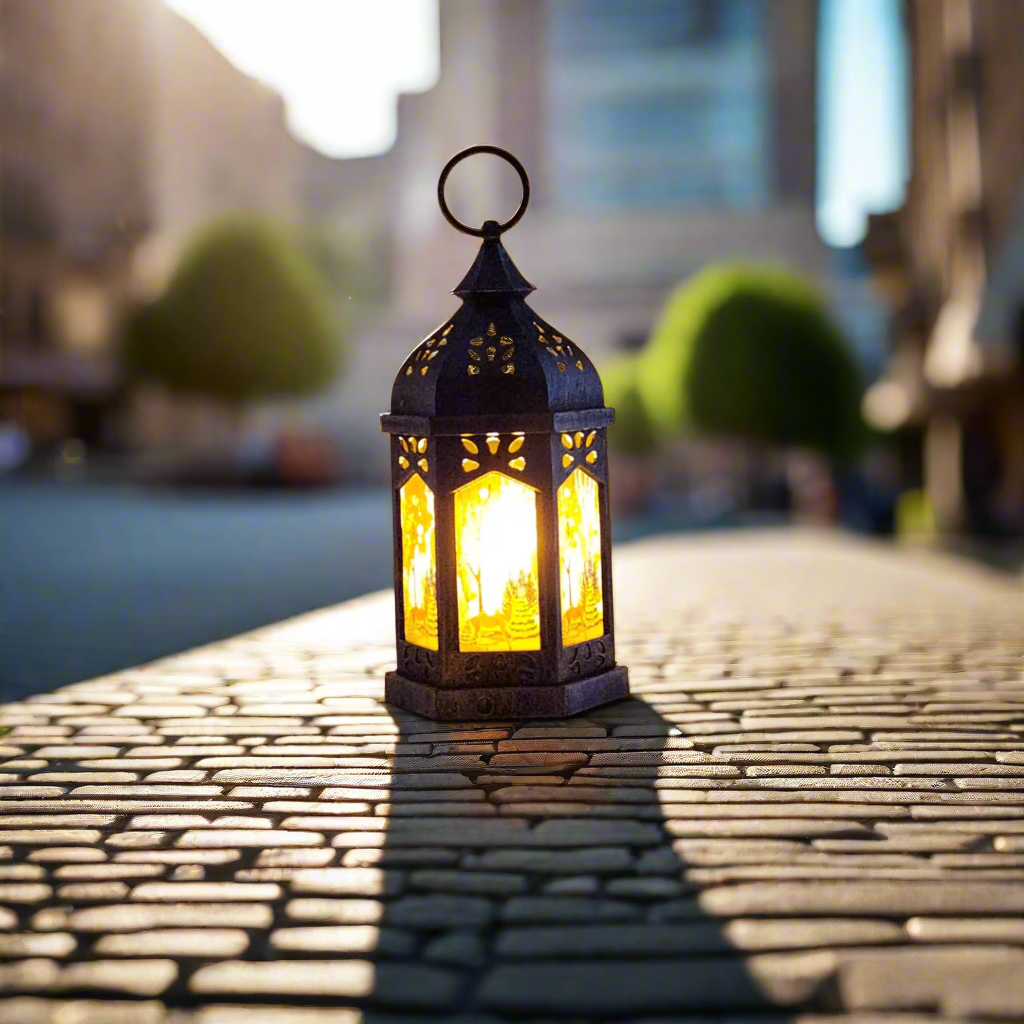 Flickering LED Lantern with Winter Scene and Reindeer