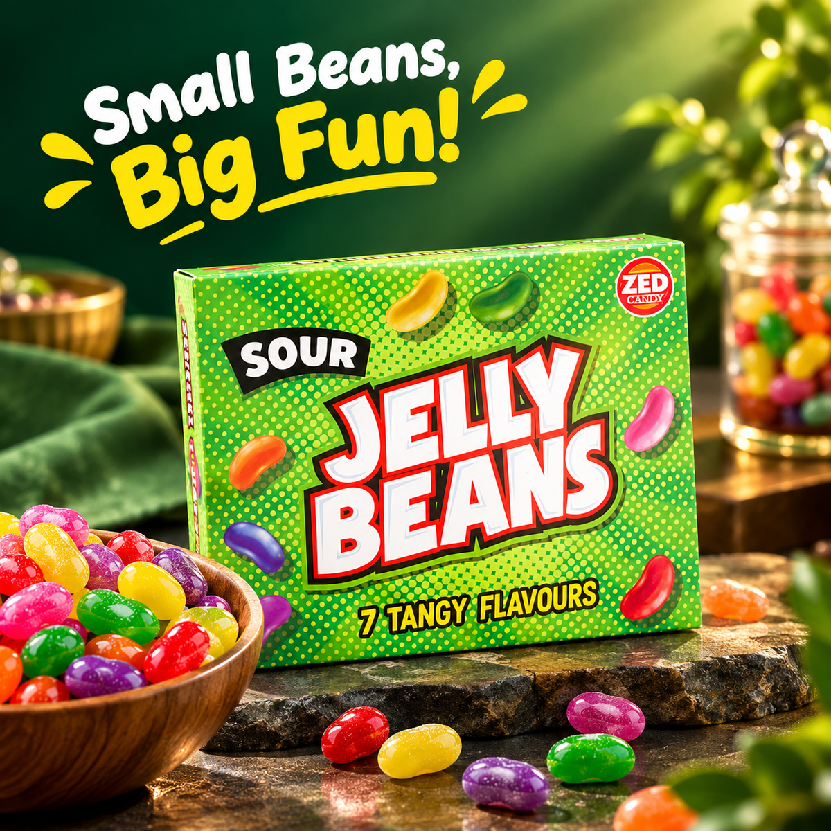 Zed Candy Sour Jelly Beans 120g Fruity Sweets Packs of 2, 6 or 12