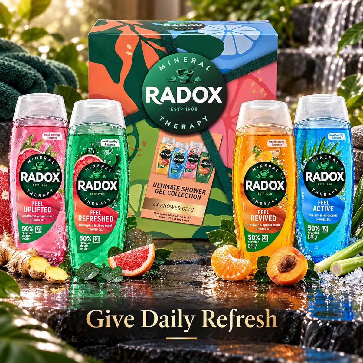 Shower Gel Gift Set 4 x 225ml | Assorted Fresh & Fruity Body Wash Collection | 900ml