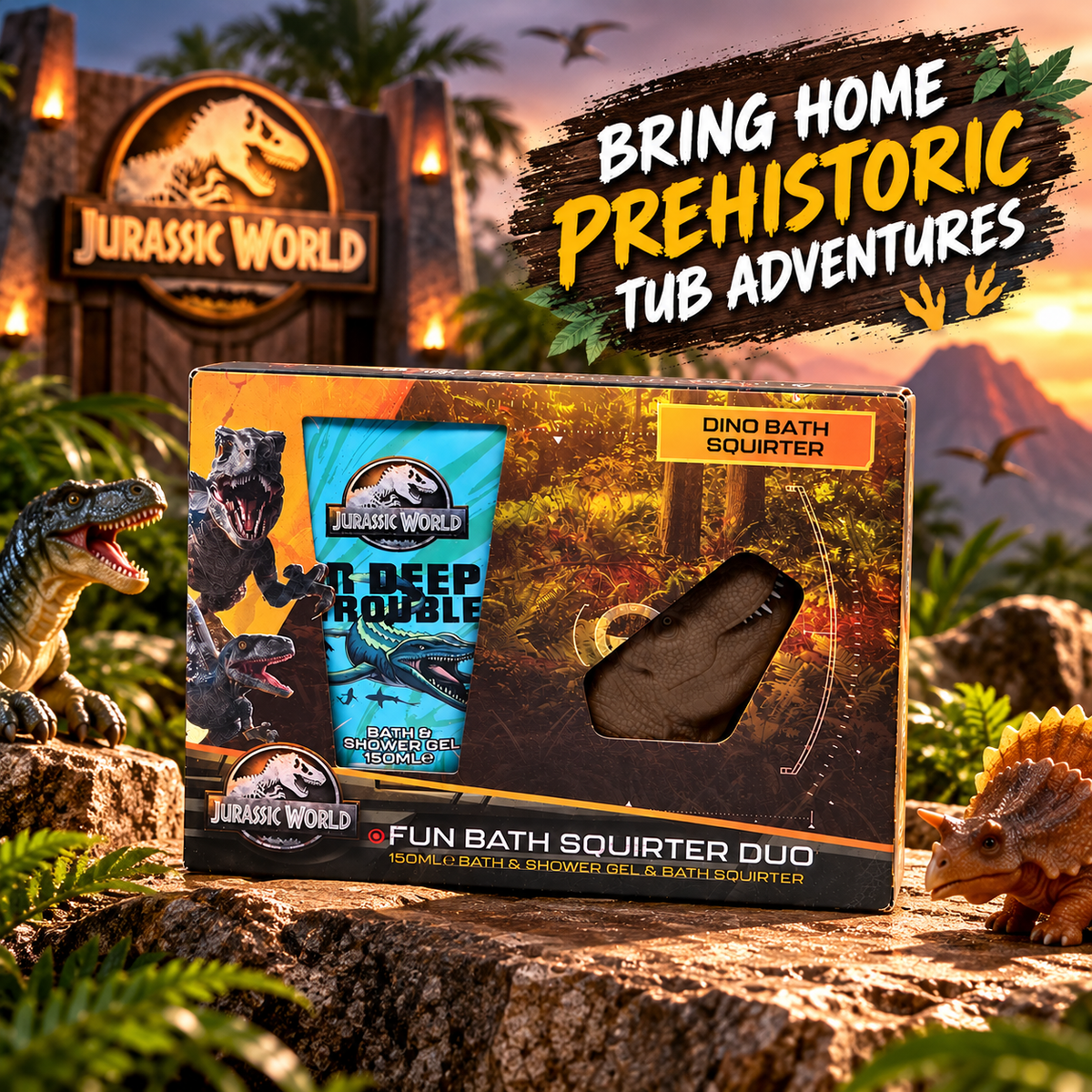 Jurassic World Bath Gift Set 150ml Bath & Shower Gel with Dinosaur Squirter