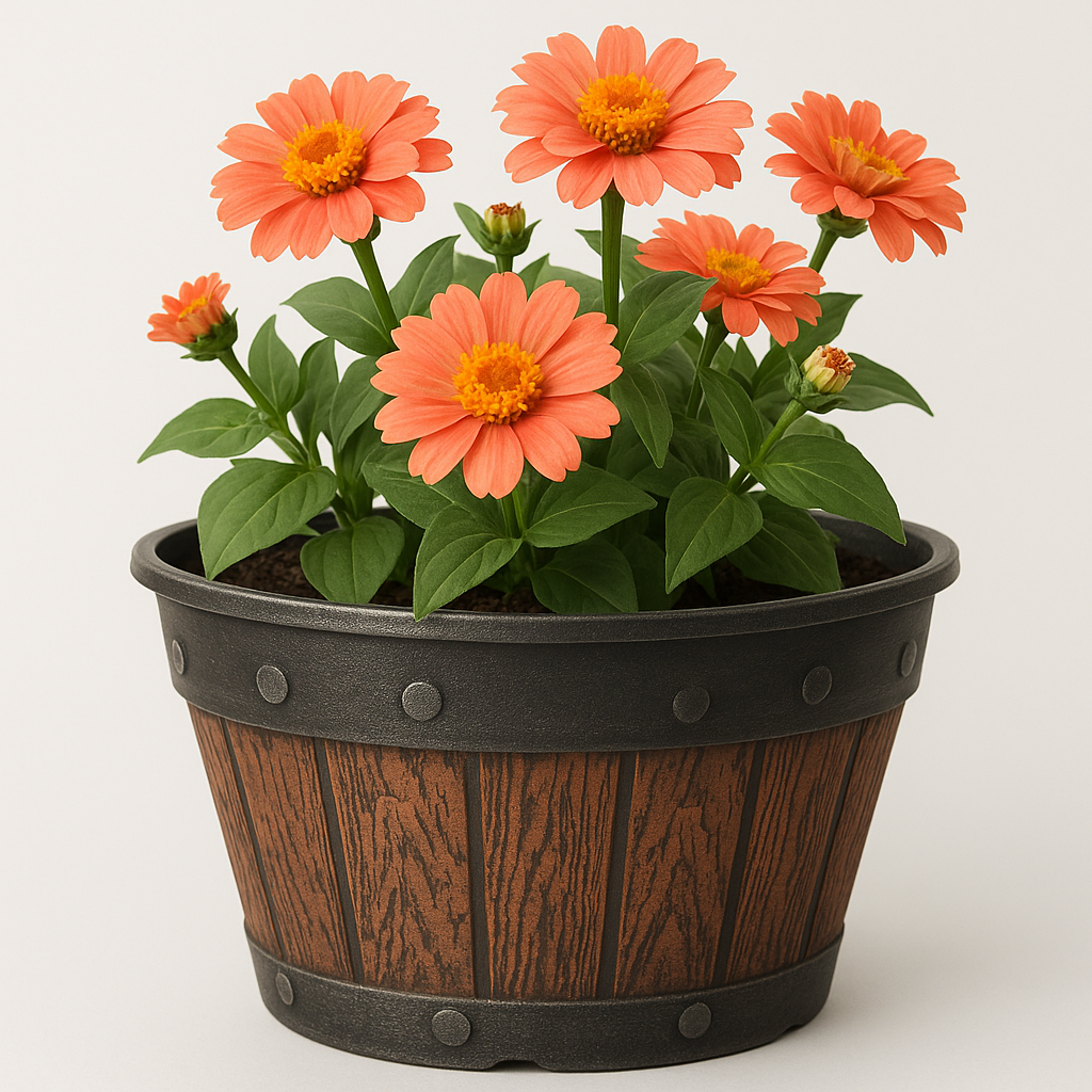 Rustic Barrel-Style Cask Planter – 20cm Round Chestnut Brown | Pack of 5 or 10