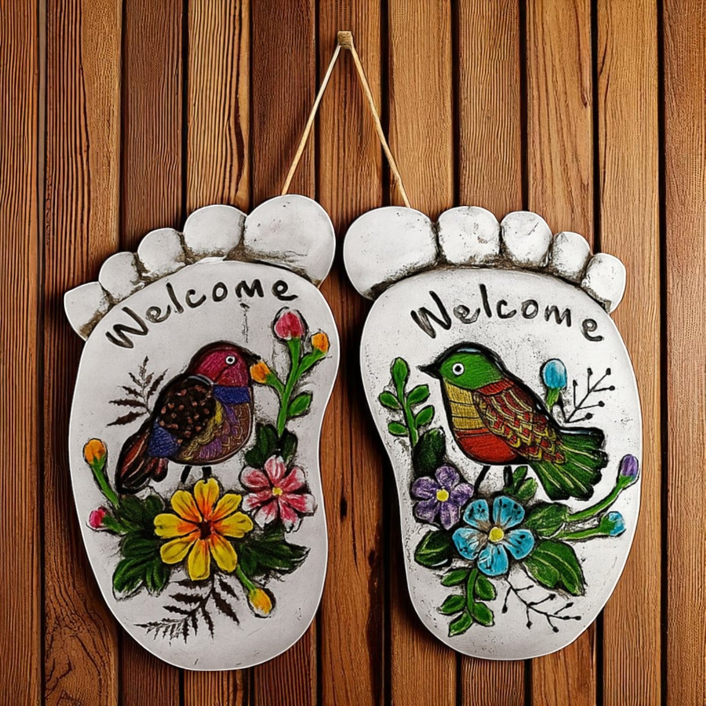 Colorful Welcome Foot Stepping Stones - A Warm Greeting for Your Garden