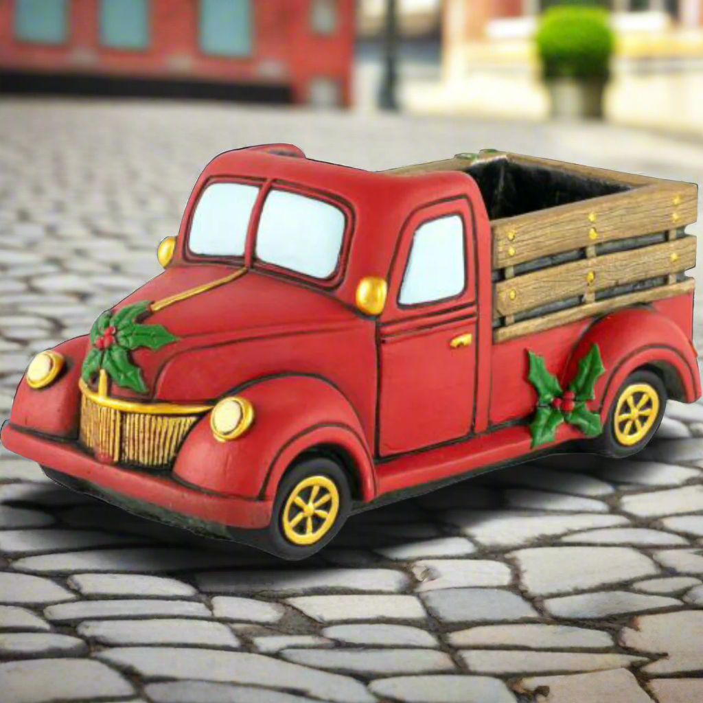 Festive Red Truck Planter - A Christmas Delight for Your Home