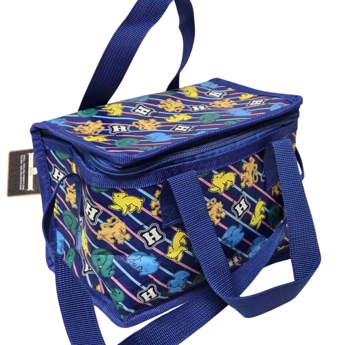 Blue Insulated Lunch Bag Wizard School Print with Shoulder Strap