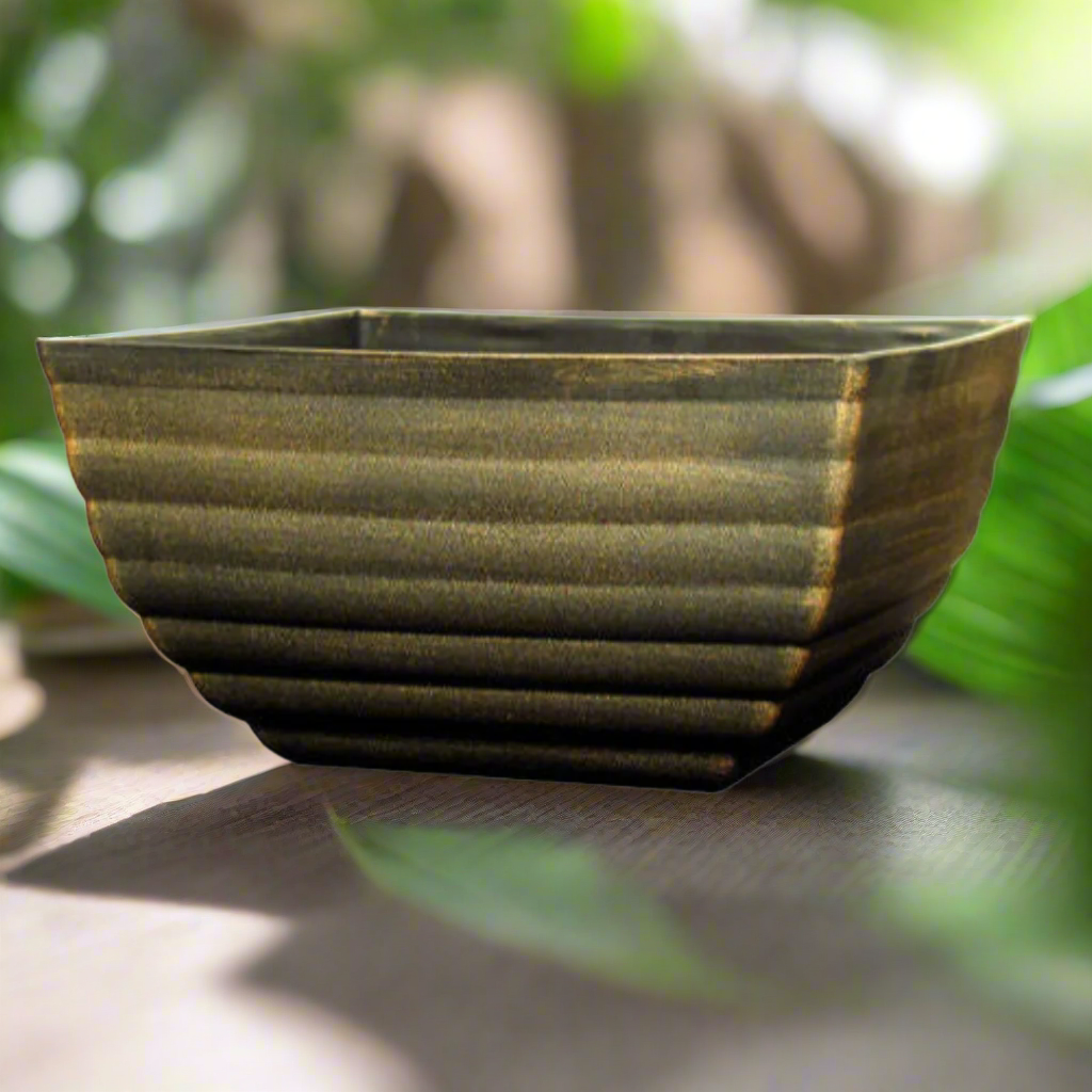 Biscotti Planter Squat Square 25cm - Black Bronze