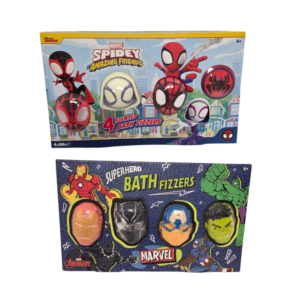 Marvel Bath Fizzers Gift Set 4 × 50g | Avengers or Spidey & Friends