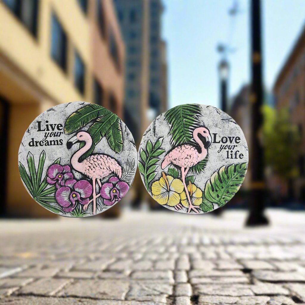 Flamingo Stepping Stone with "Live Your Dreams" Message | Divas World