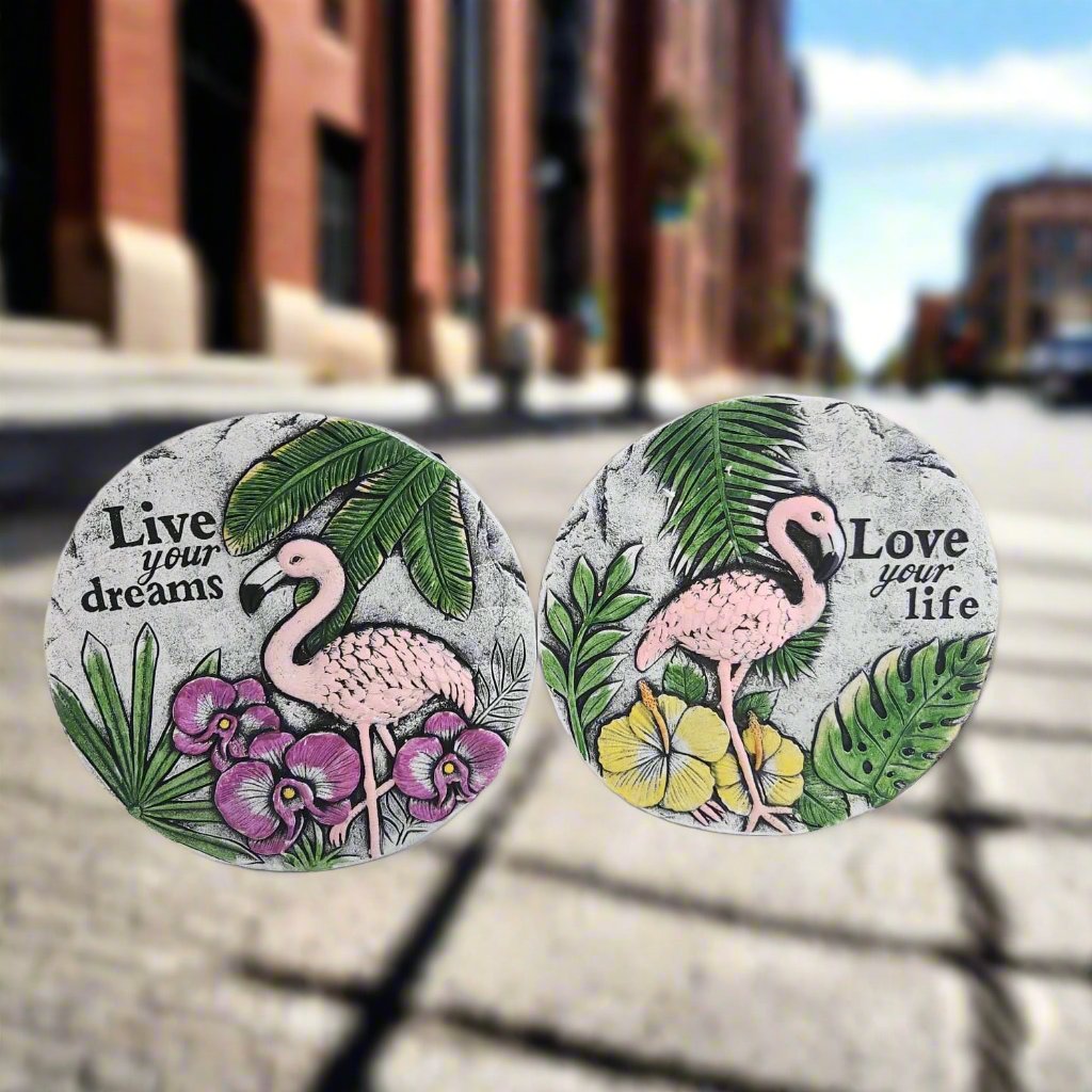Flamingo Stepping Stone with "Live Your Dreams" Message | Divas World