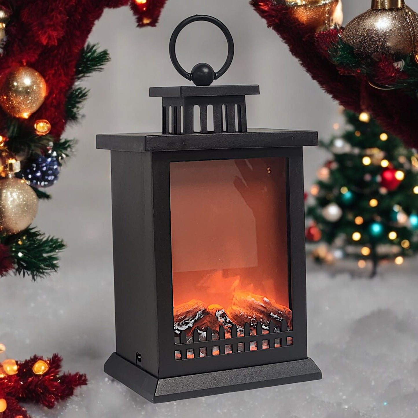 Divas World LED Fireplace Lantern - Cozy and Festive Home Decor