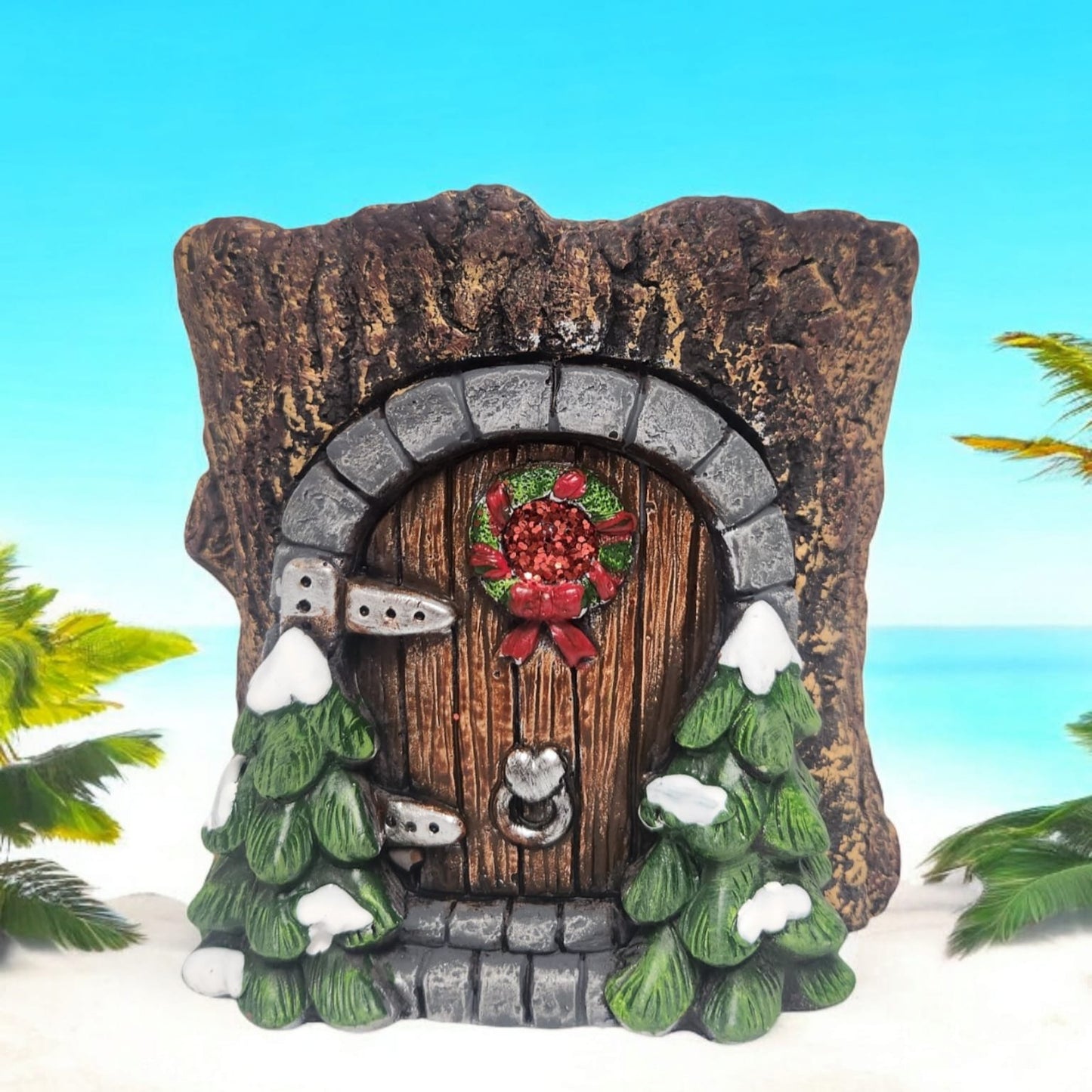 Divas World Enchanted Christmas Fairy Door - Festive Garden Decoration