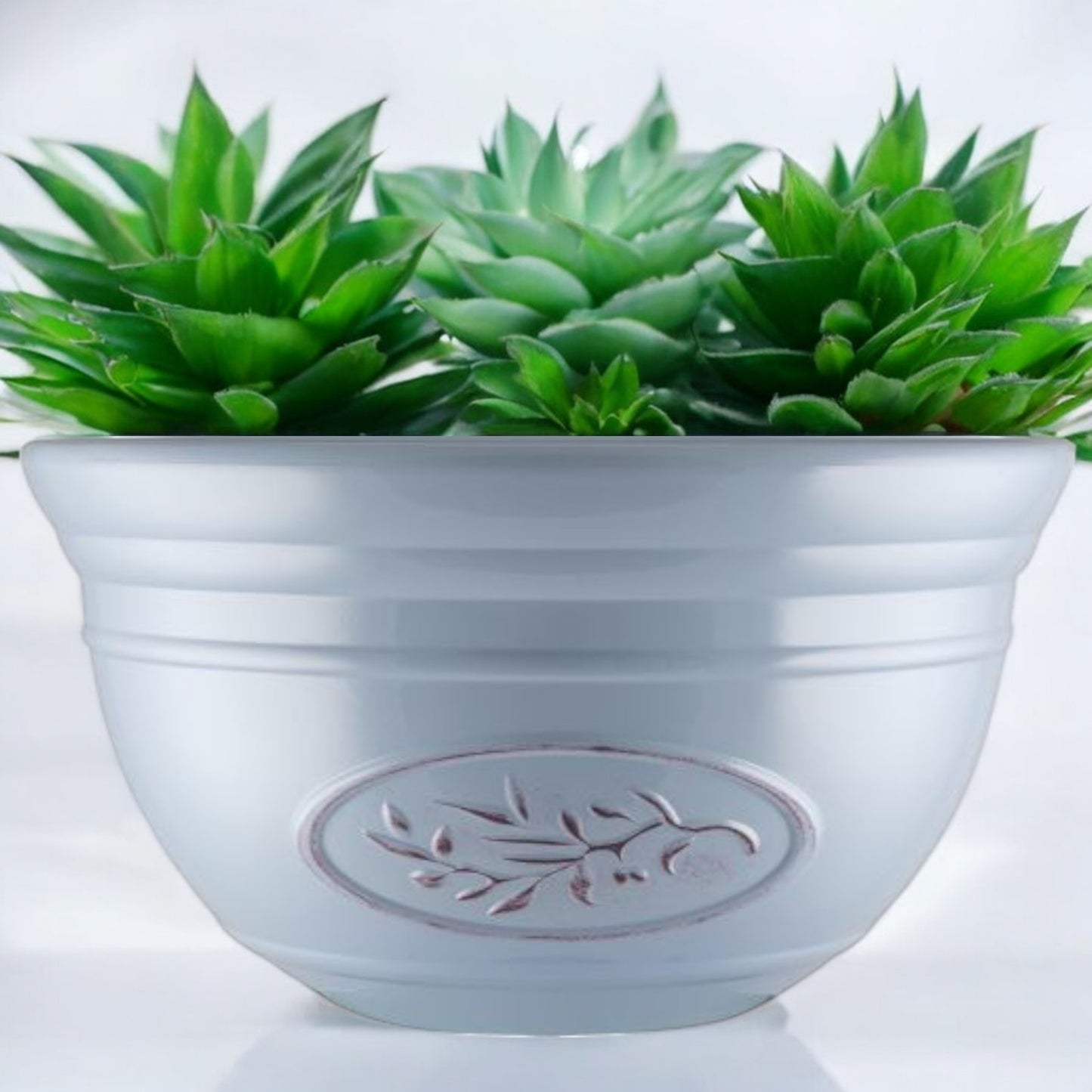 Olive Branch Recycled Plastic Garden Bowl Planter - Pack of 2