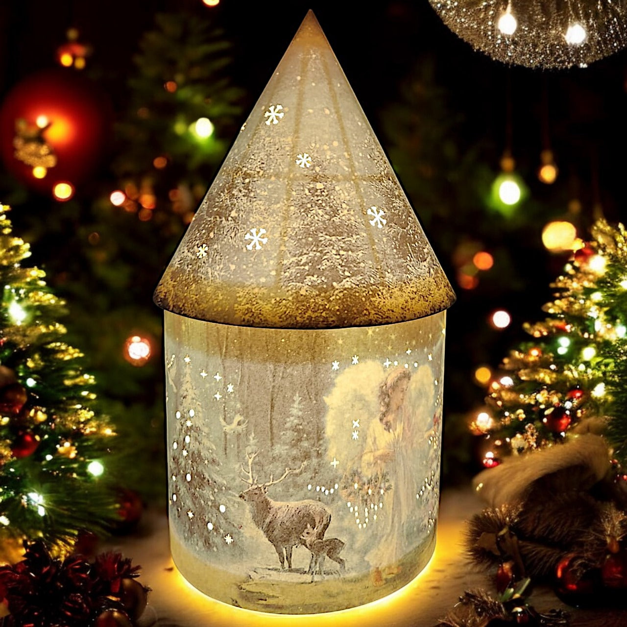 Illuminated Angel Christmas Tabletop Lantern