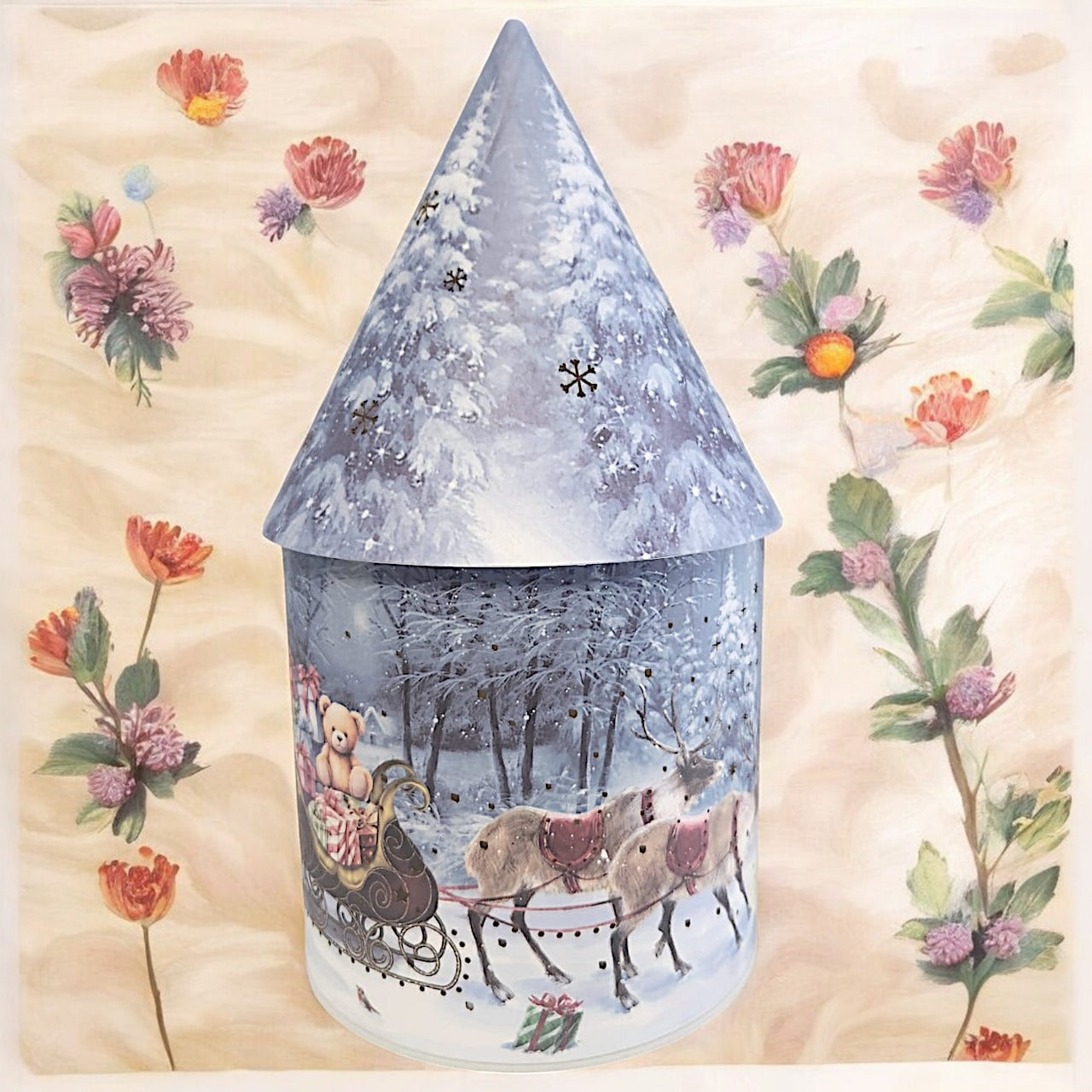 Solar Christmas Light Up Cone House LED Ornament 27cm Festive Lamp