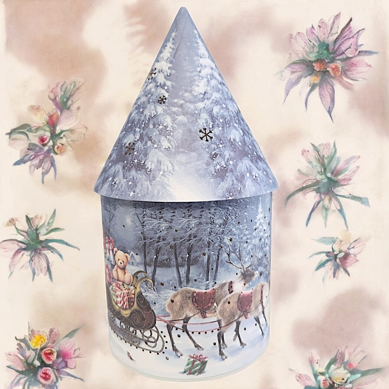Solar Christmas Light Up Cone House LED Ornament 27cm Festive Lamp