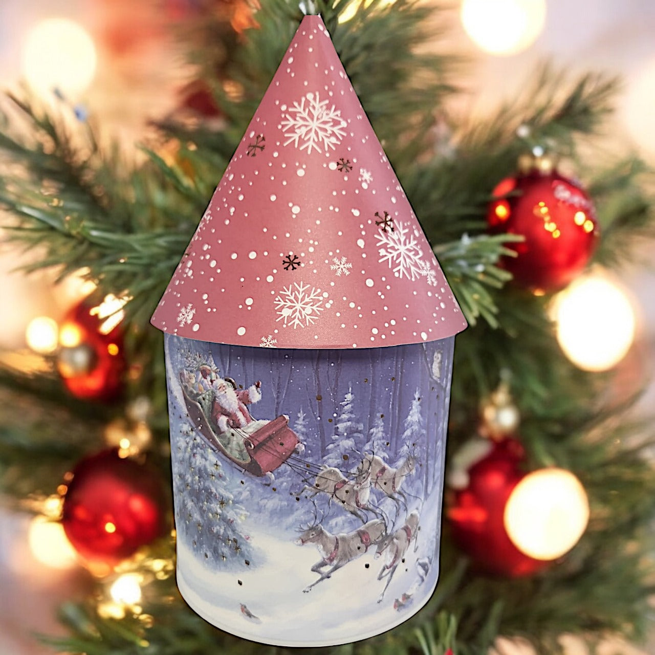 Illuminated Santa Claus Christmas Tree Ornament