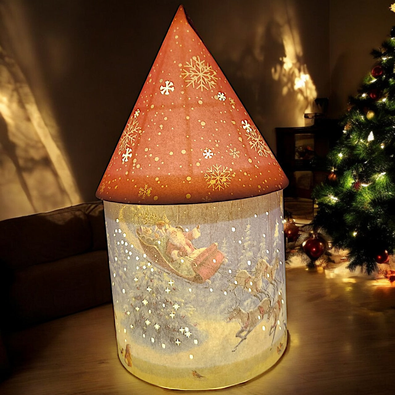 Illuminated Santa Claus Christmas Tree Ornament