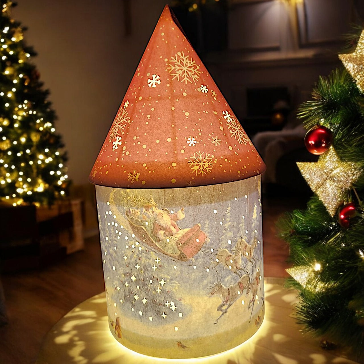 Illuminated Santa Claus Christmas Tree Ornament