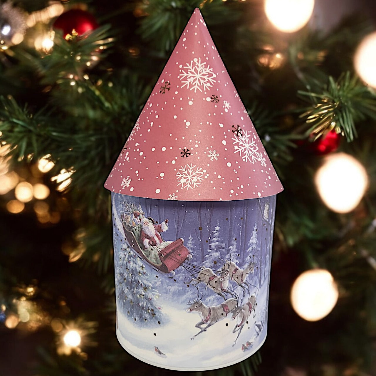 Illuminated Santa Claus Christmas Tree Ornament