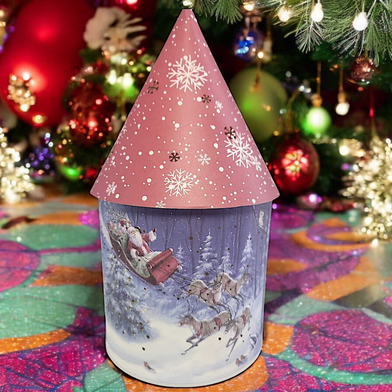 Illuminated Santa Claus Christmas Tree Ornament