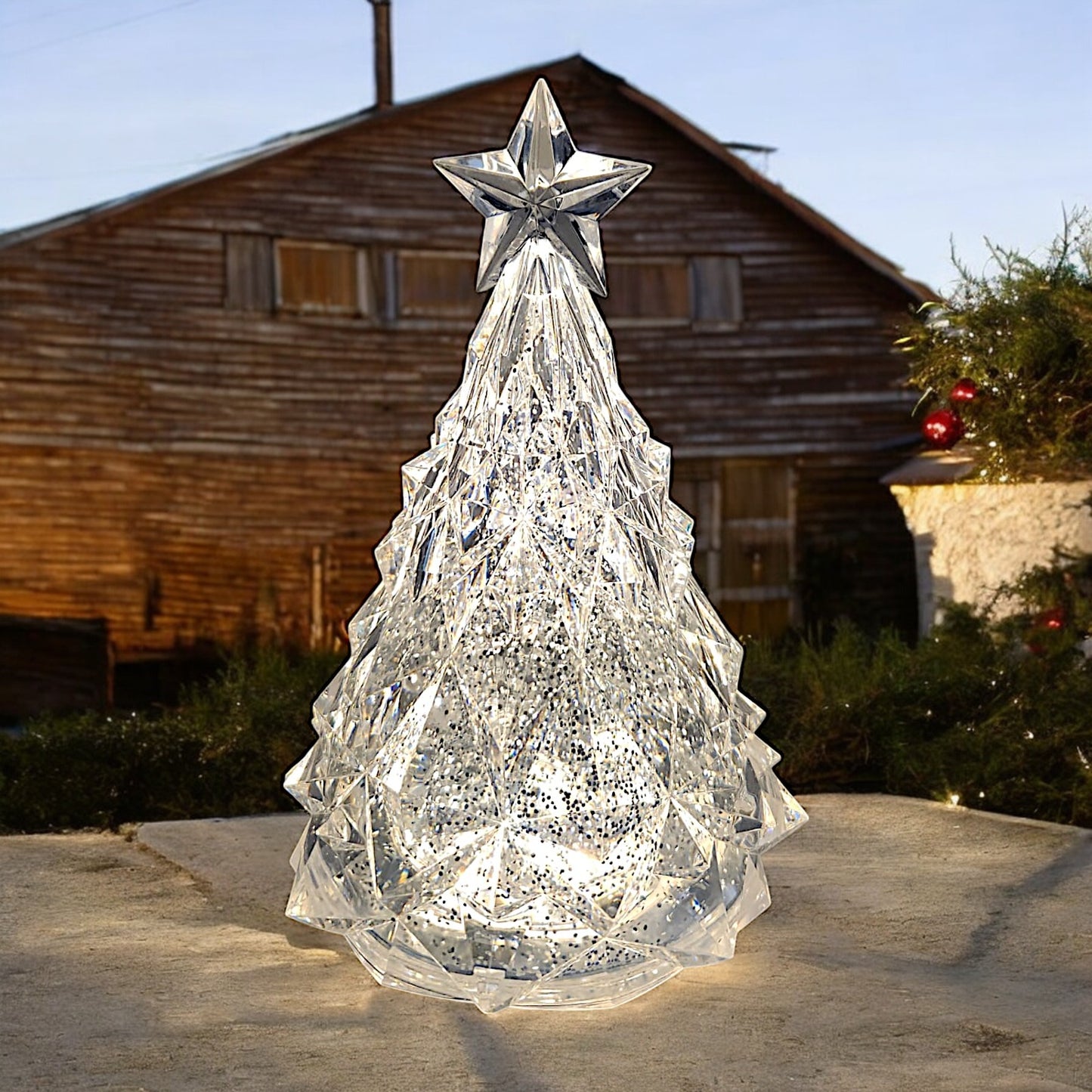 Rotating LED Crystal Christmas Tree with Water Spinner and Star Topper
