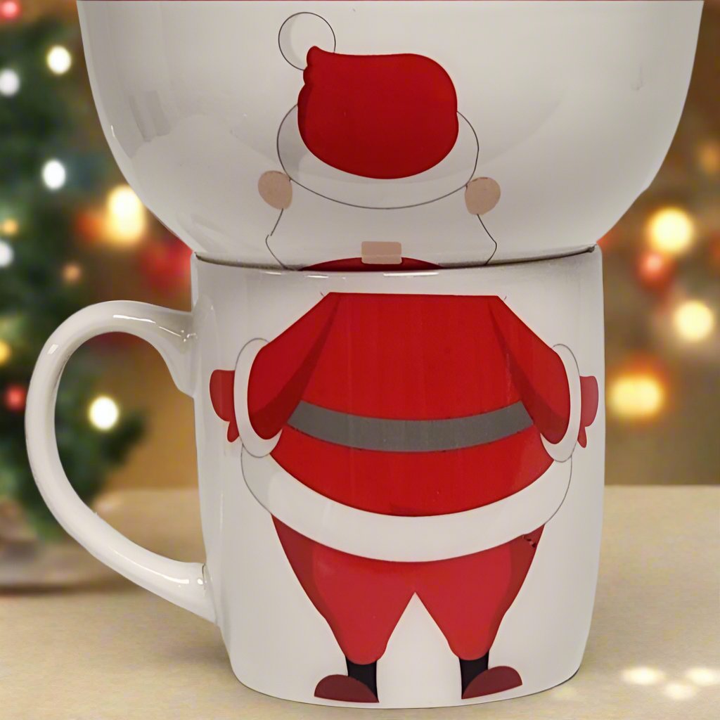 Santa Claus Stacking Bowl and Mug Set with Beard