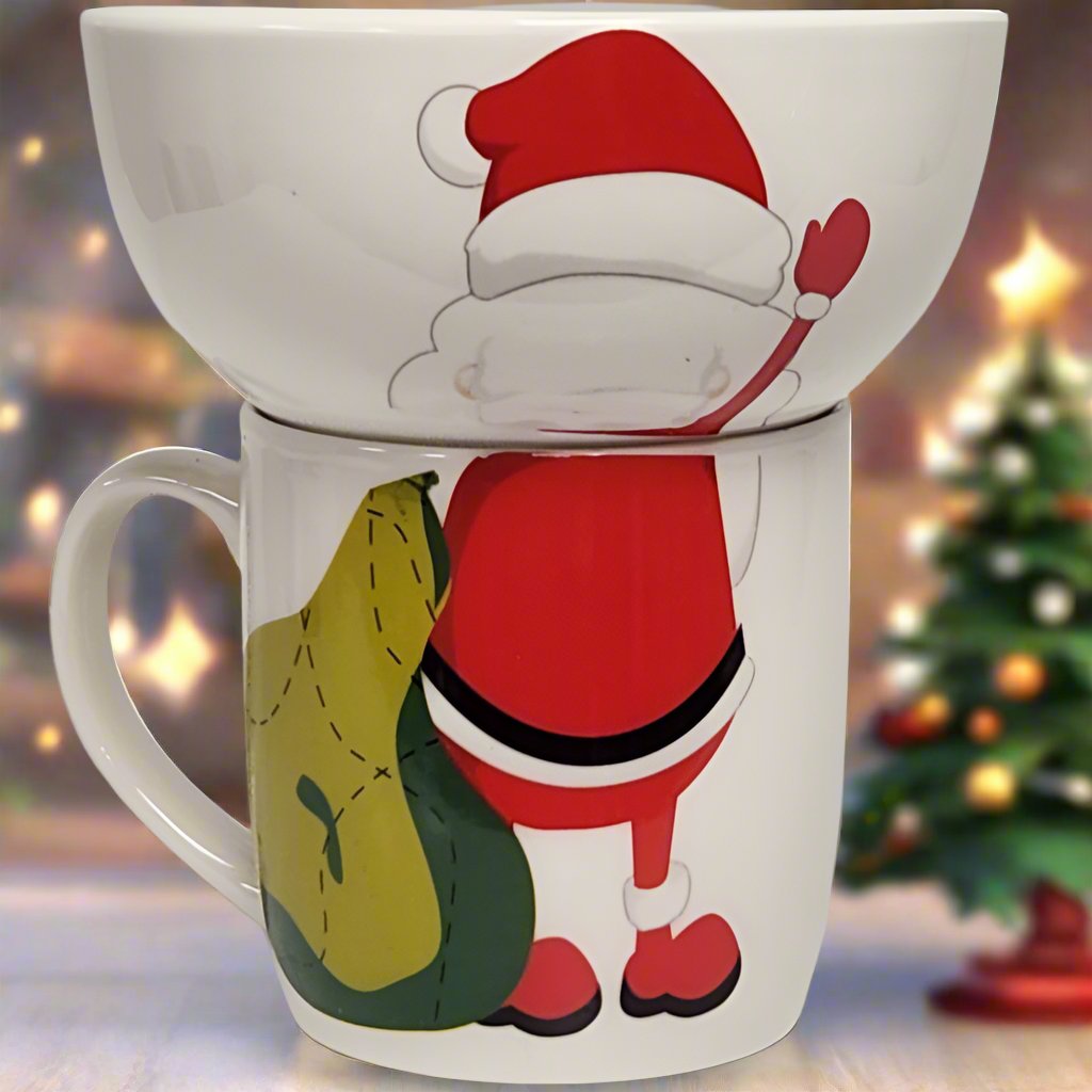 Santa Claus Stacking Bowl and Mug Set