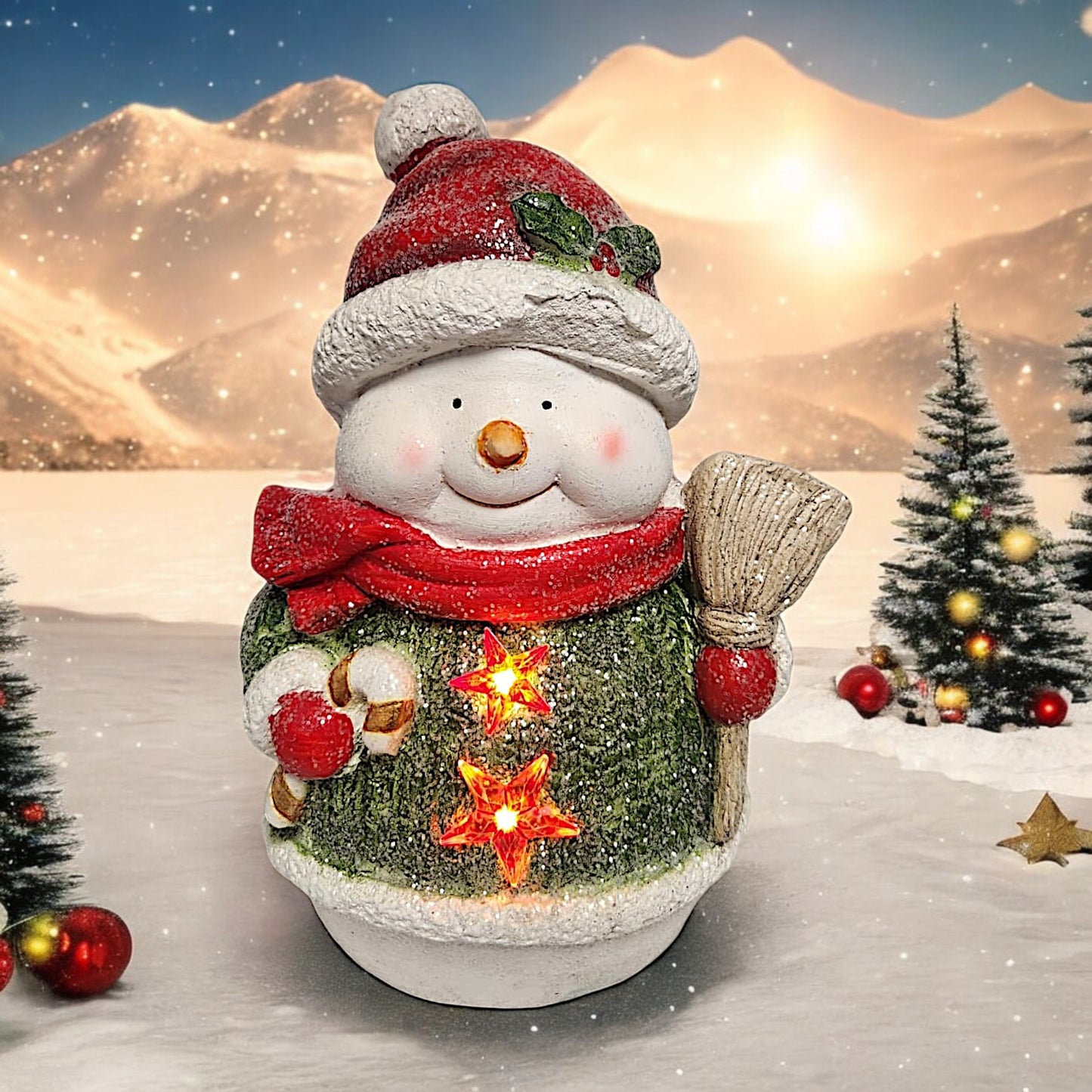 Lighted Christmas Snowman Figurine - Festive Winter Decor | Divas World