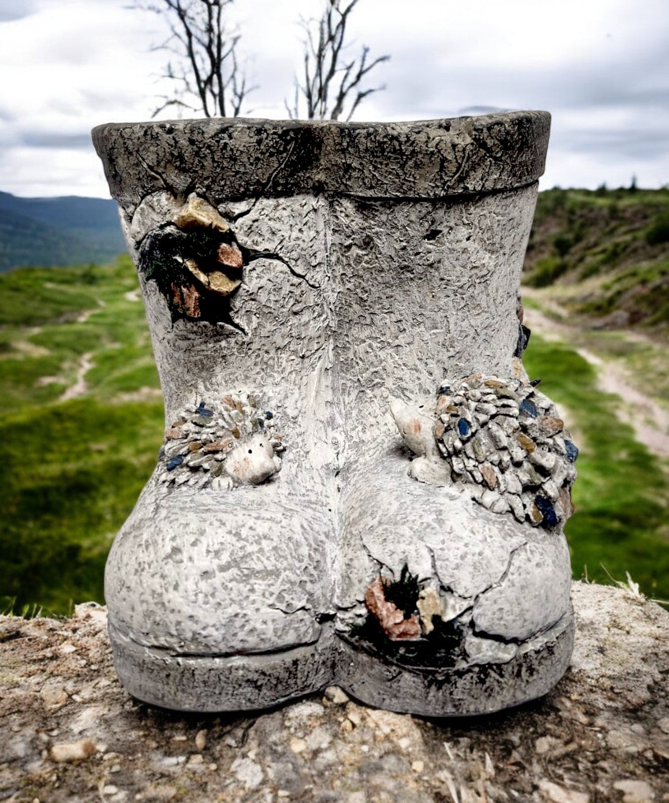 Elegant Petal Shaped Cement Planter Floral Head Design Indoor & Outdoor Garden Décor