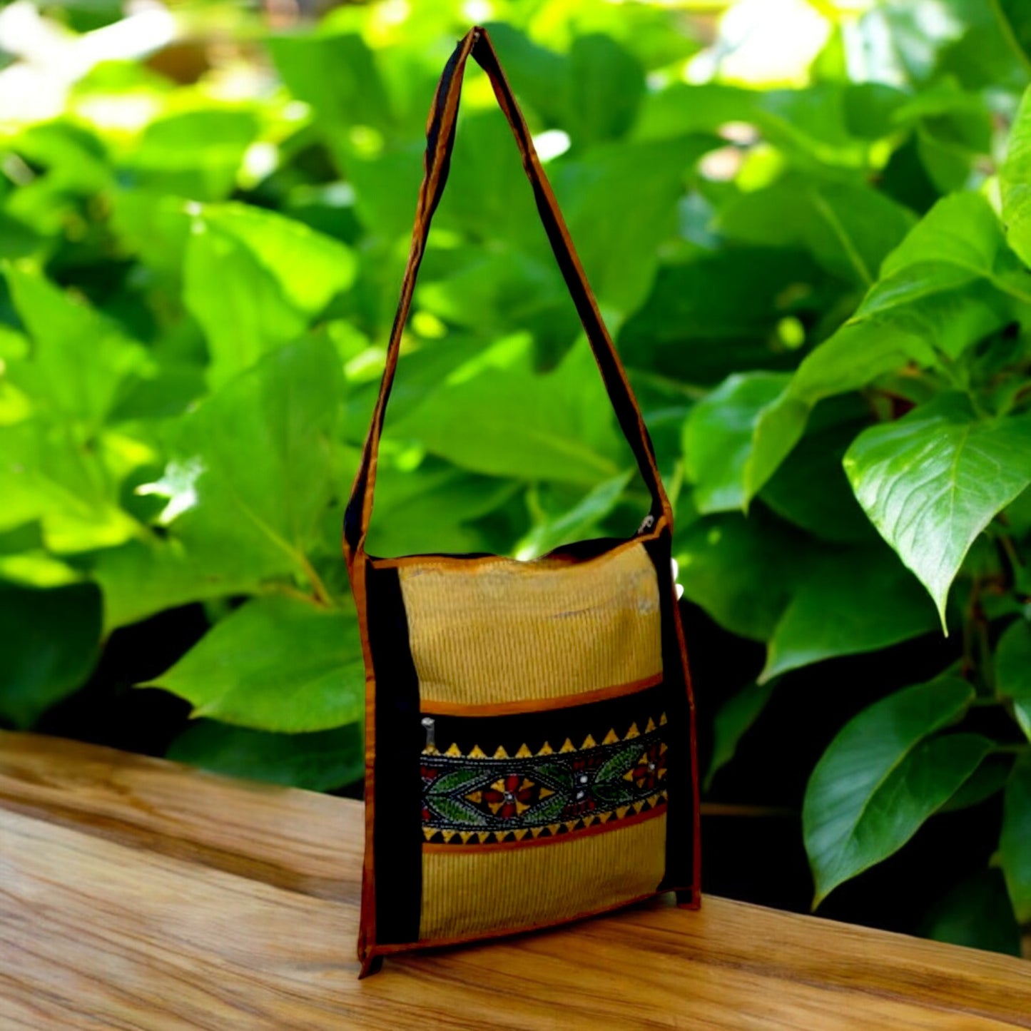 Handmade Ethnic Crossbody Bag – Boho Shoulder Bag with Embroidered Detail