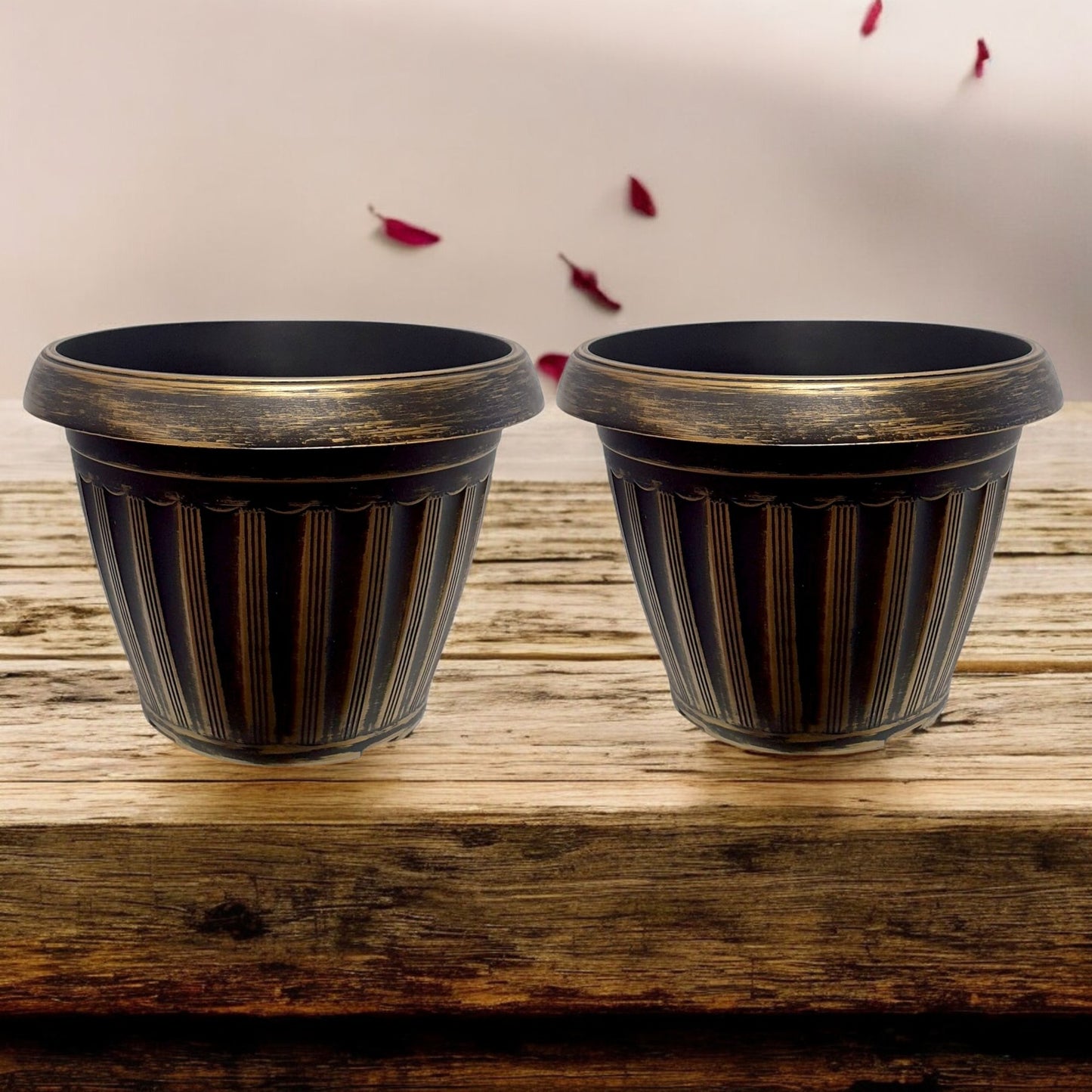 Vintage Bronze Striped Garden Planter – 37CM X 29CM (Single/Pack of 2)