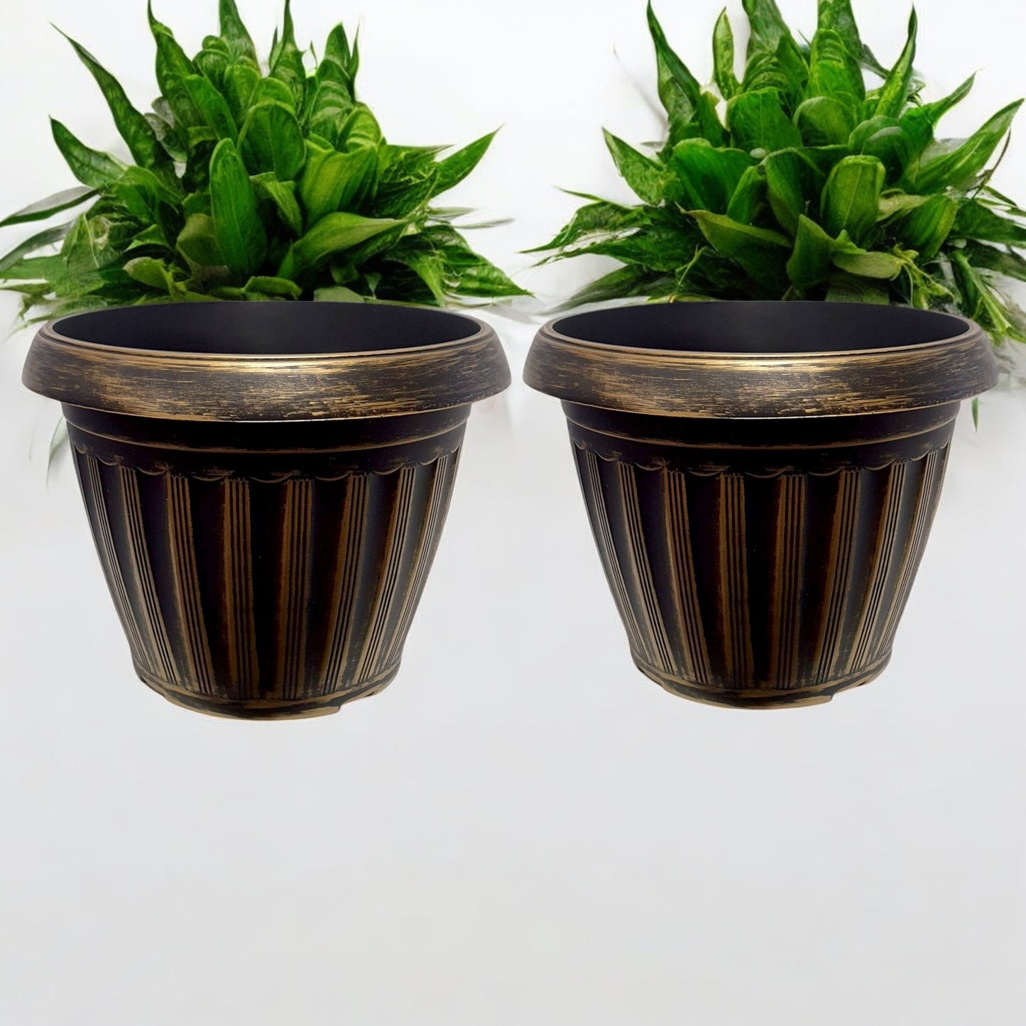 Vintage Bronze Striped Garden Planter – 37CM X 29CM (Single/Pack of 2)