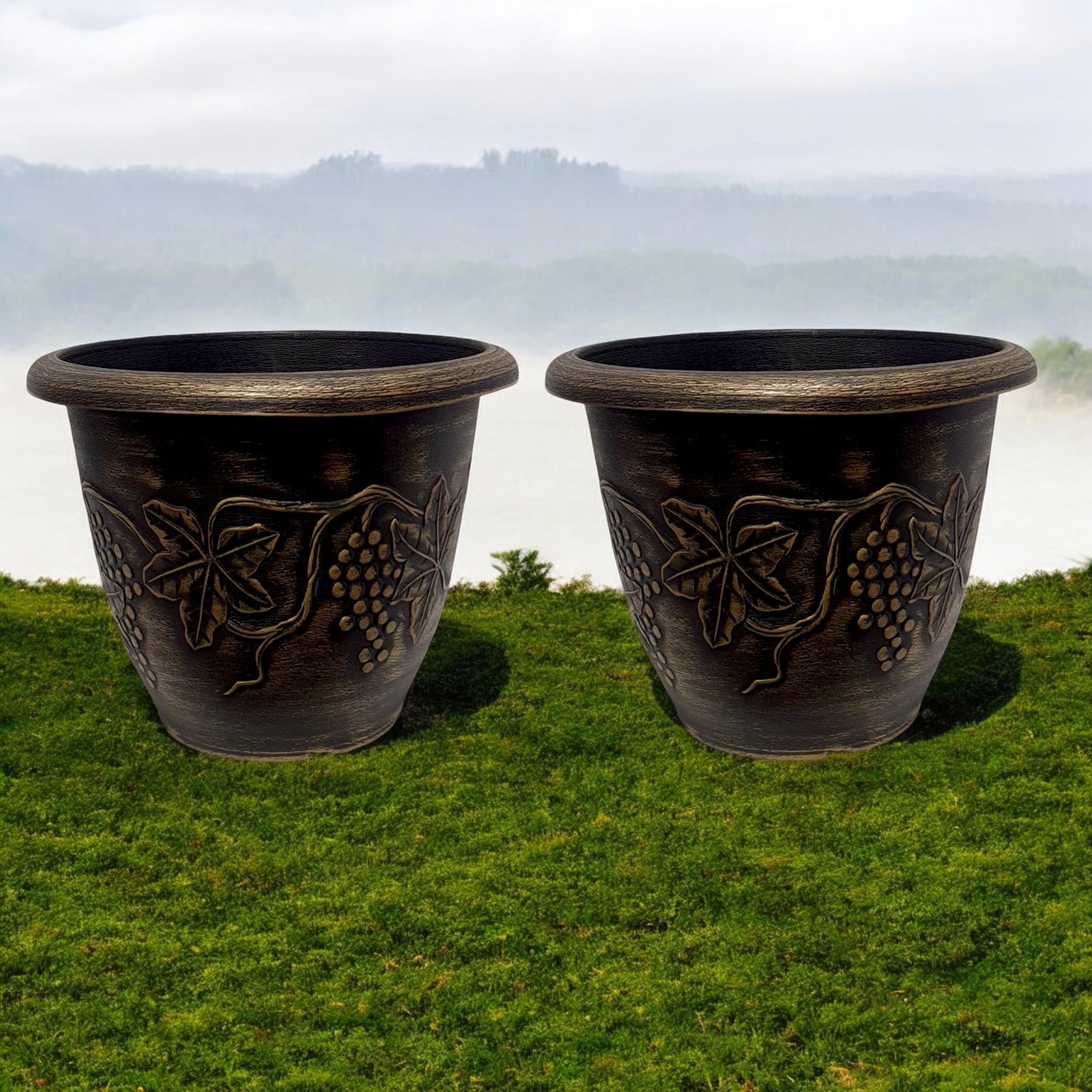 Antique-Style Planter Pot with Grape Vine Design – 28CM X 37CM (Single/Pack of 2)