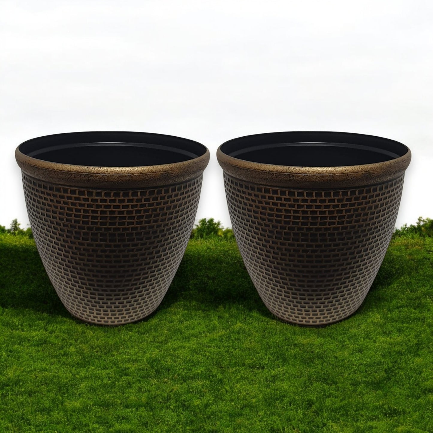 Luxury Bronze Weave-Textured Planter Pot – 35CM X 39CM (Single/Pack of 2)