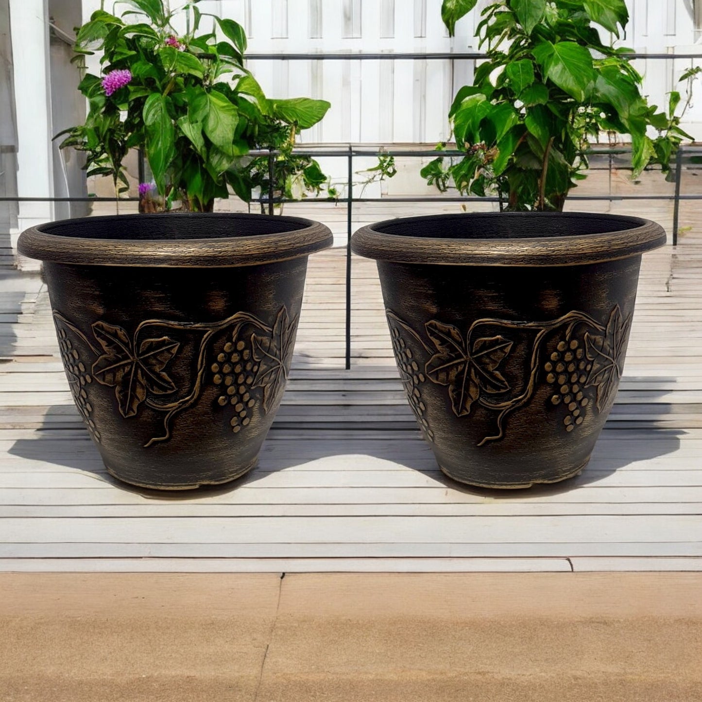 Antique-Style Planter Pot with Grape Vine Design – 28CM X 37CM (Single/Pack of 2)