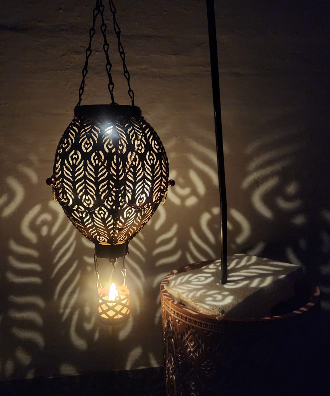 Moroccan Hanging Lantern Hot Air Balloon Design (60cm Hook, 45cm)