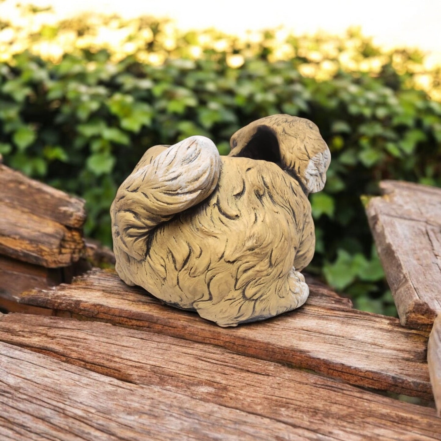 Cement Puppy Dog Planter – Medium, Large or Combo Set – Brown Garden Plant Pot