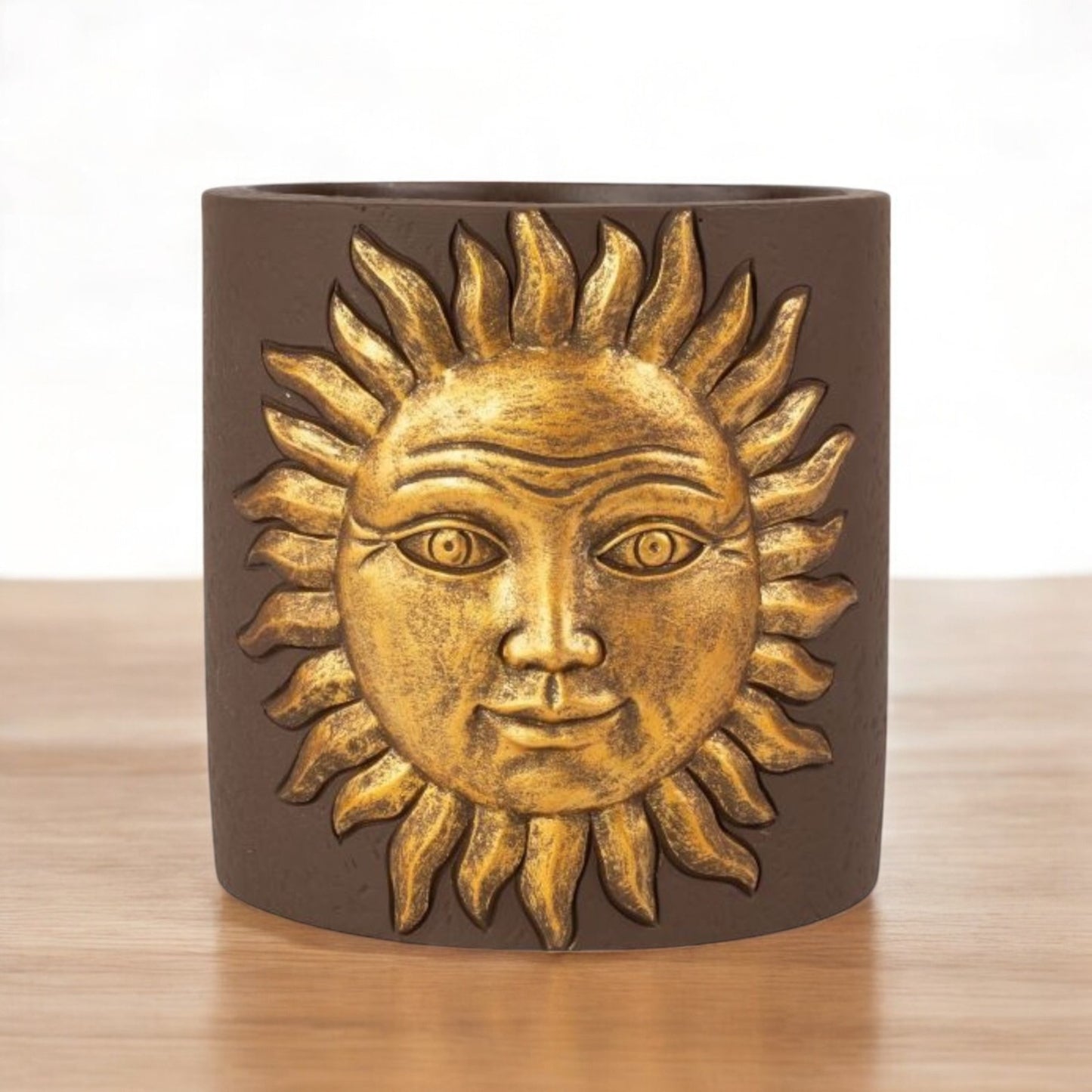 Golden Sun Cement Planter – 13.8cm Decorative Indoor/Outdoor Pot