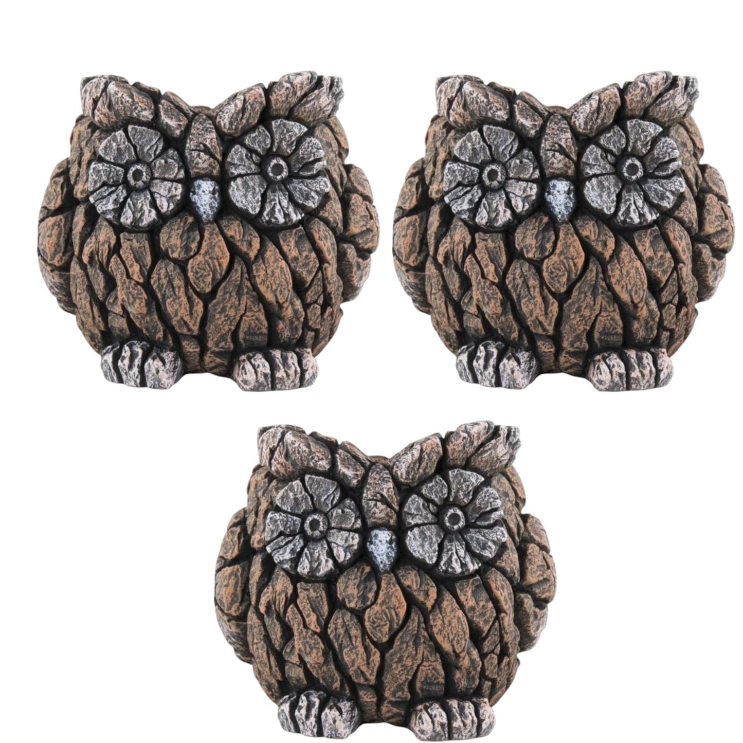 Rustic Owl Cement Planter – 22cm Decorative Garden Pot – Single / Pack of 2 / Pack of 3