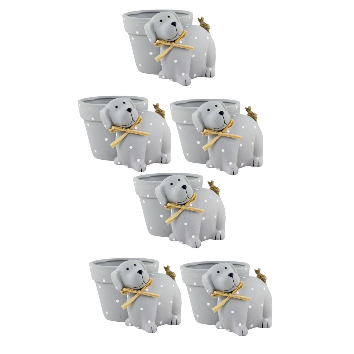Cute Grey Dog Plant Pot – Polka Dot Resin Planter for Dog Lovers