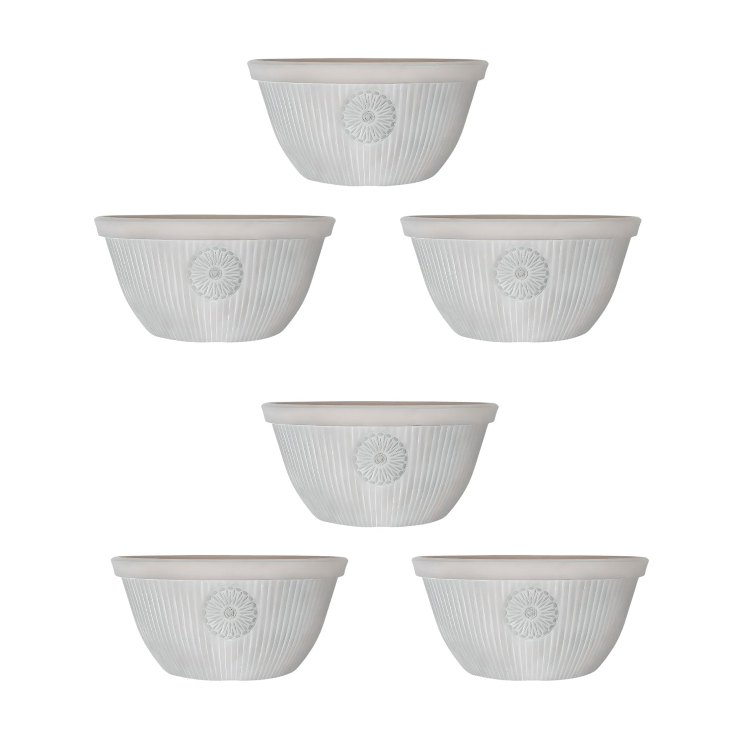 Premium 14" Somerville Bowl Planter Pebble White Decorative Garden Pot (14L)