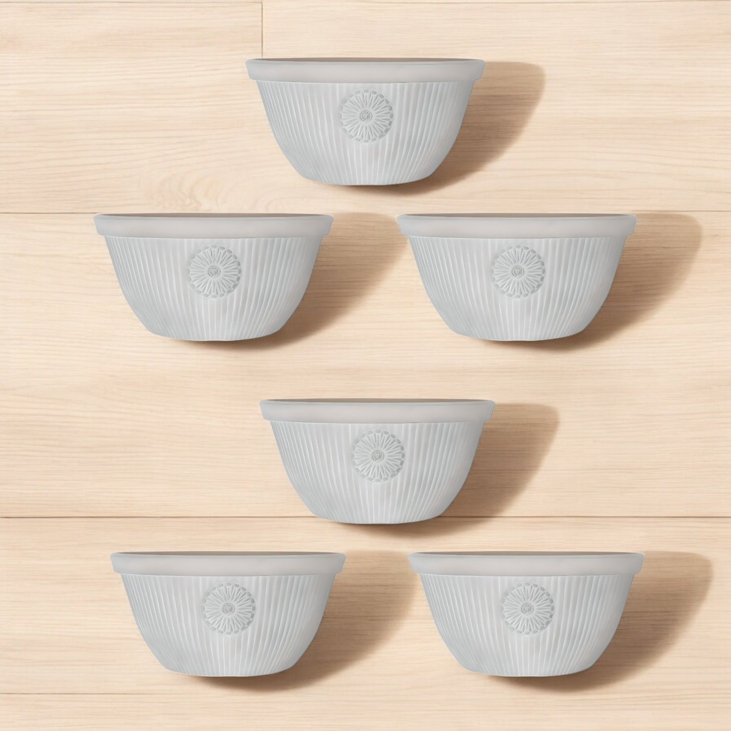 Premium 14" Somerville Bowl Planter Pebble White Decorative Garden Pot (14L)