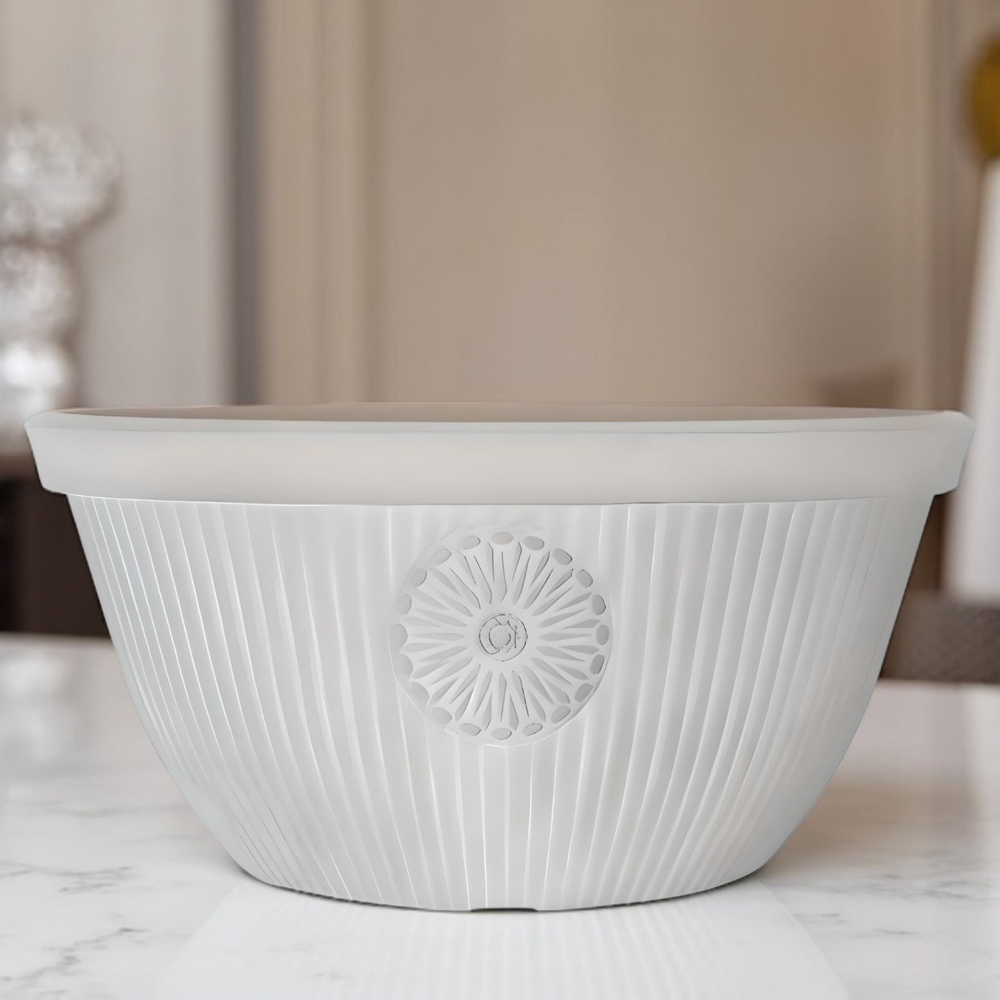 Premium 14" Somerville Bowl Planter Pebble White Decorative Garden Pot (14L)