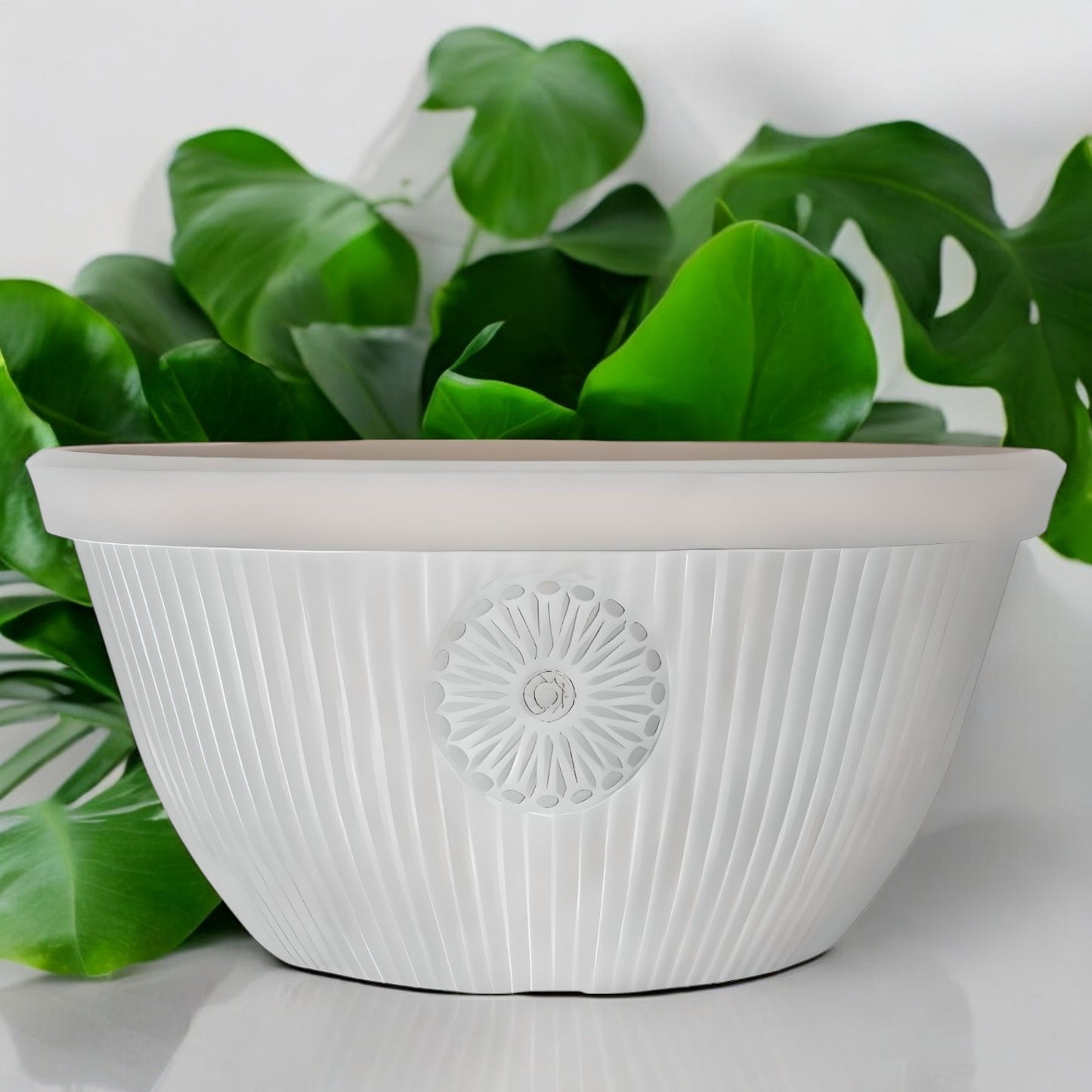 Premium 14" Somerville Bowl Planter Pebble White Decorative Garden Pot (14L)