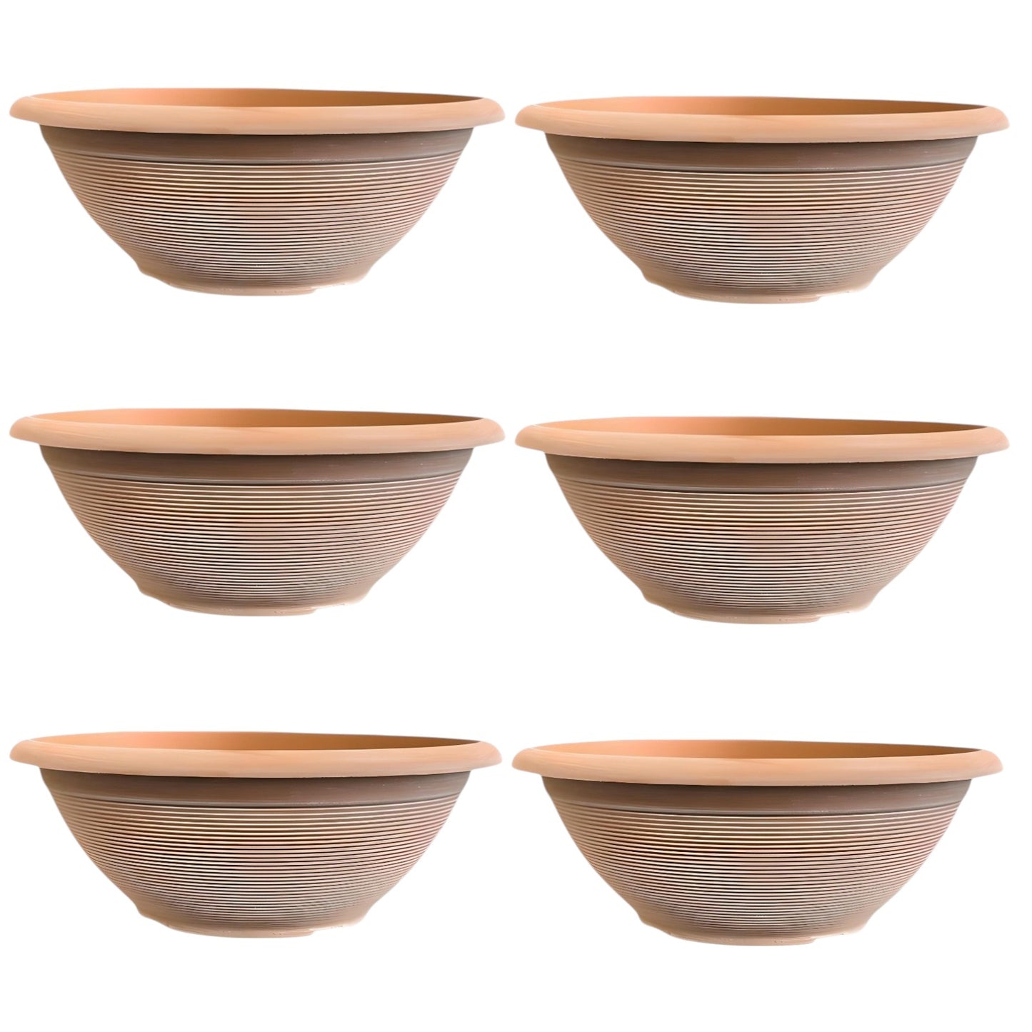 Helix 17" Garden Bowl Planter – Powdered Clay & Beige Grey | 13.2L Outdoor Pot