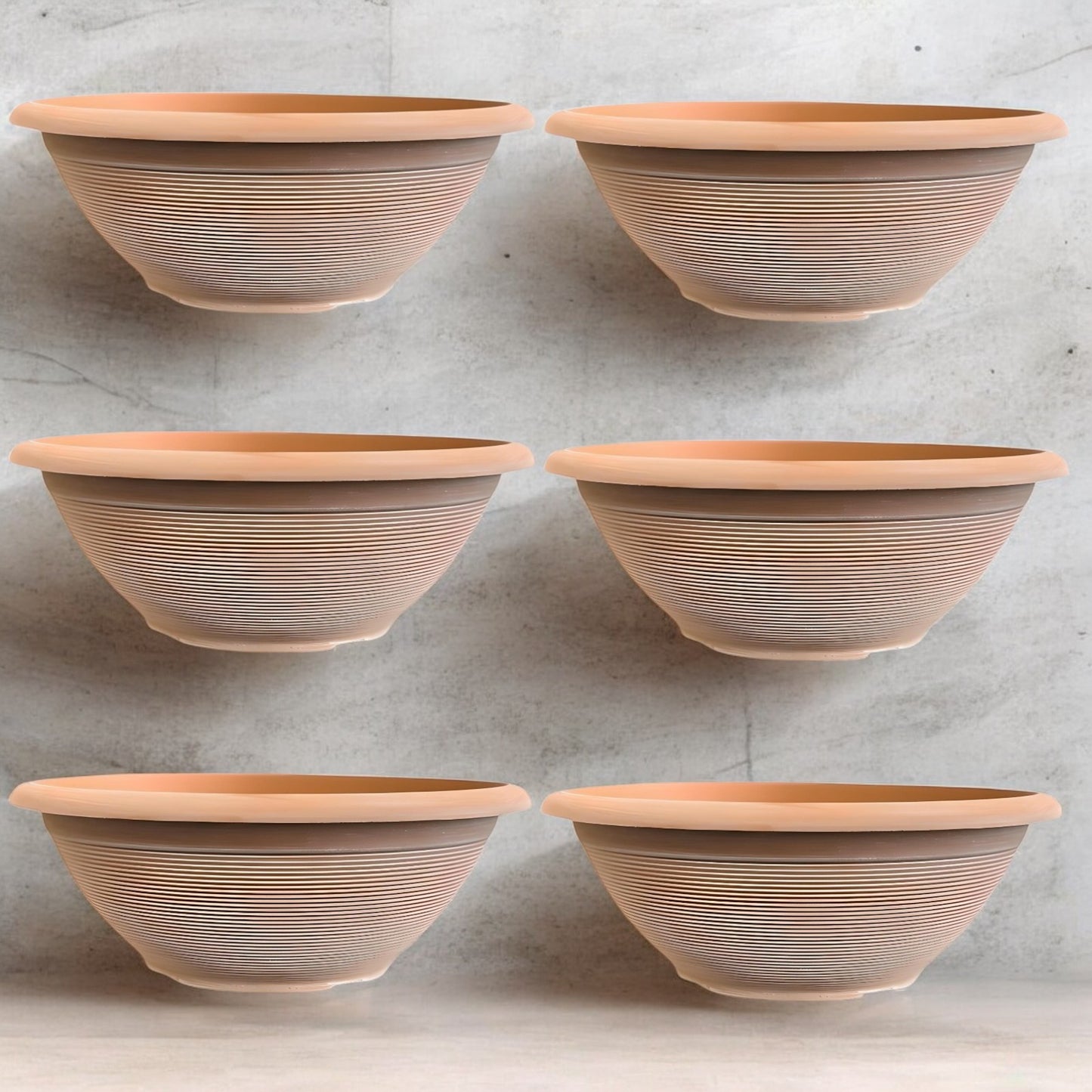 Helix 17" Garden Bowl Planter – Powdered Clay & Beige Grey | 13.2L Outdoor Pot