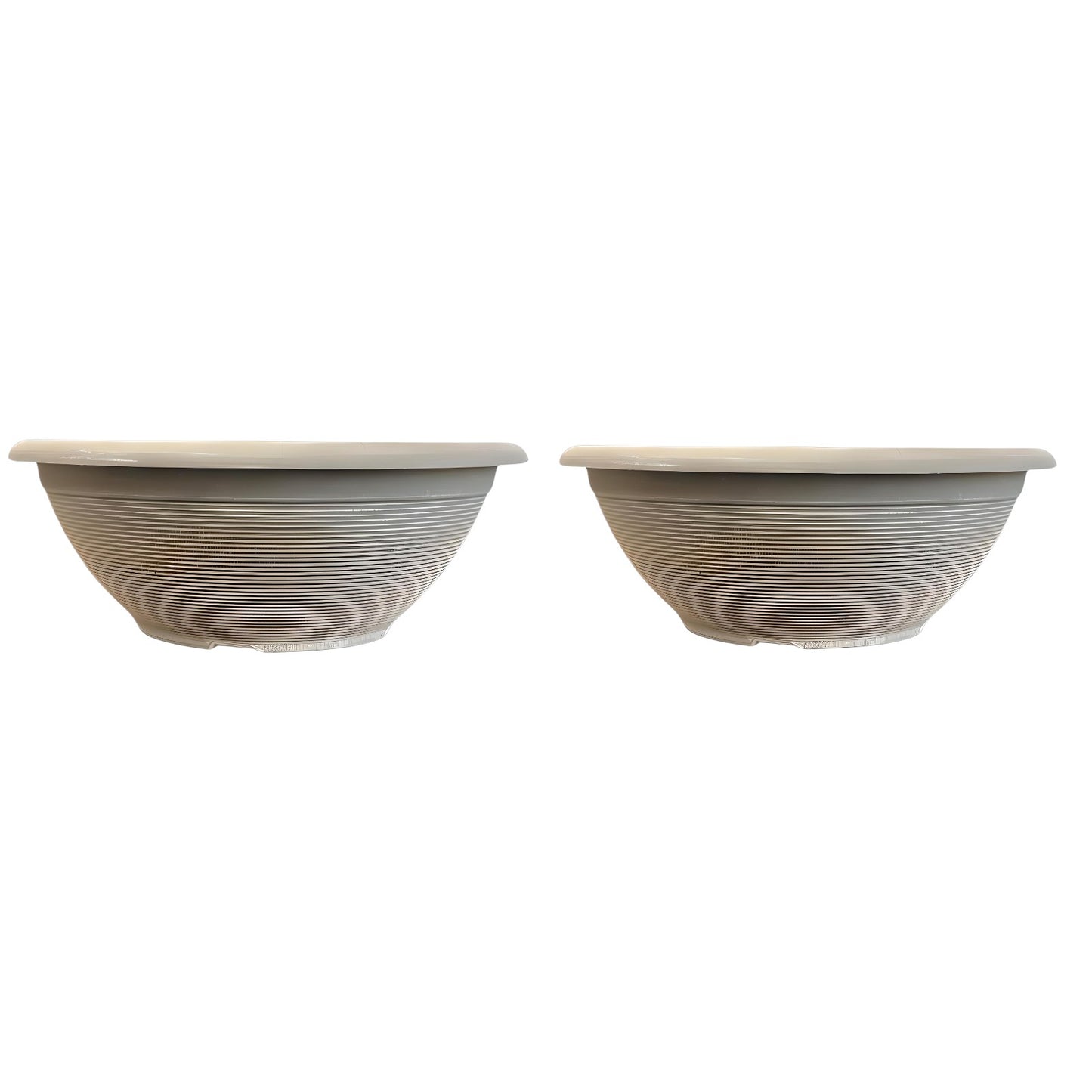 Helix 17" Garden Bowl Planter – Powdered Clay & Beige Grey | 13.2L Outdoor Pot