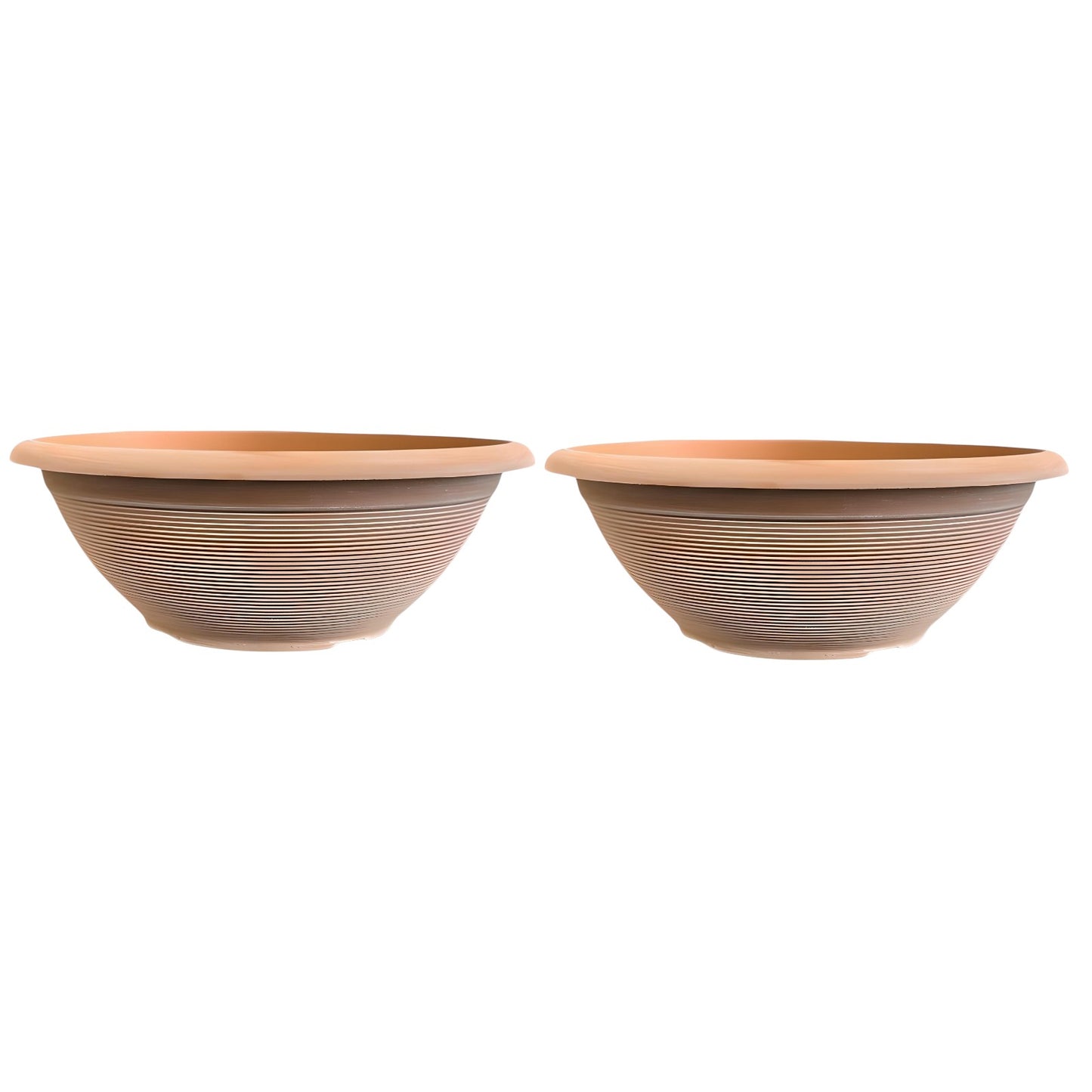 Helix 17" Garden Bowl Planter – Powdered Clay & Beige Grey | 13.2L Outdoor Pot