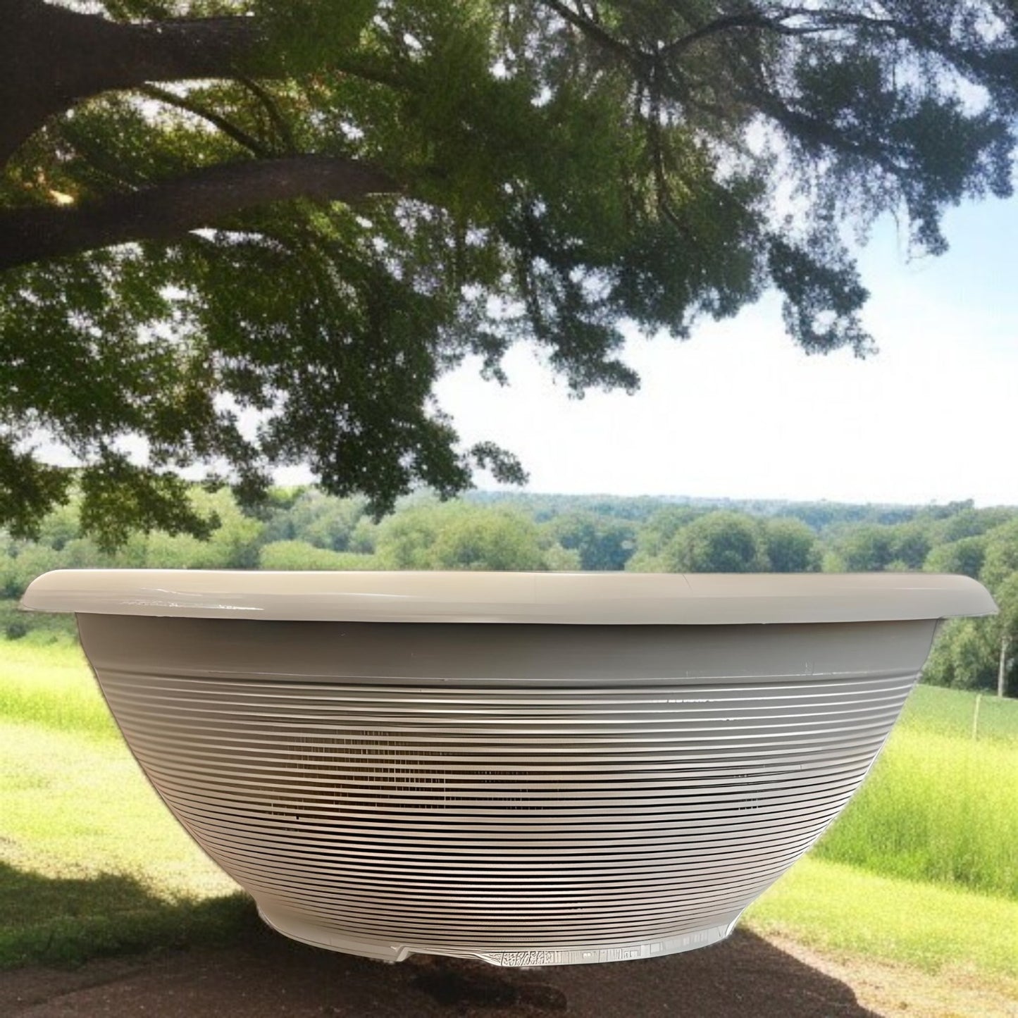 Helix 17" Garden Bowl Planter – Powdered Clay & Beige Grey | 13.2L Outdoor Pot